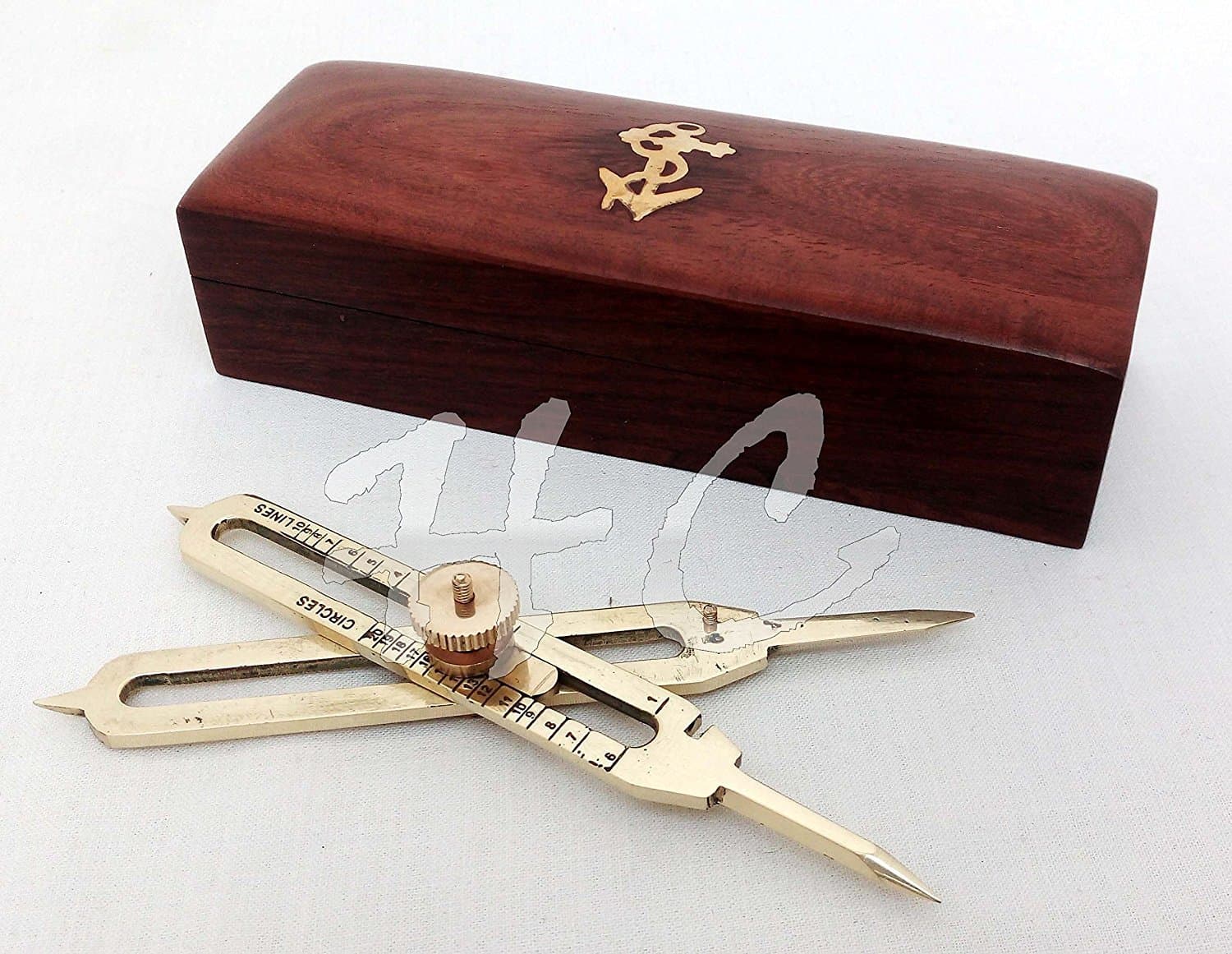 6'' Solid Brass Proportional Divider Marine Navigation with Wooden Box