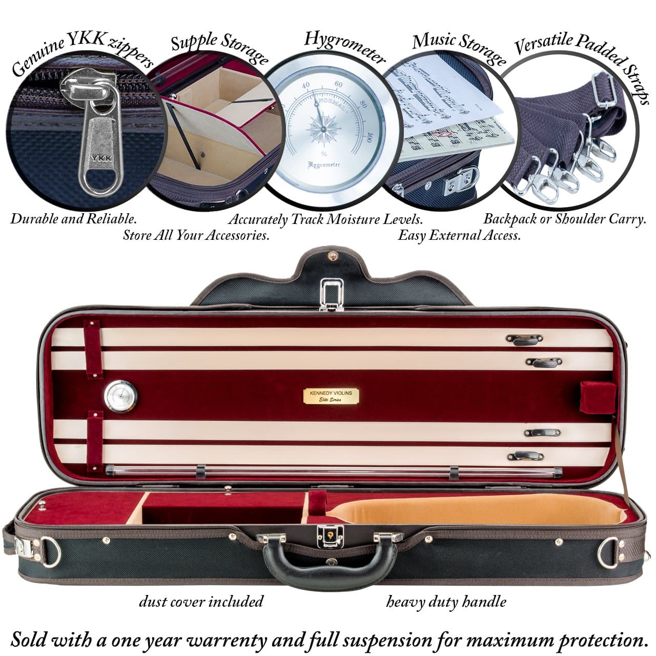 Portland Elite Violin Case 4/4 Size Red