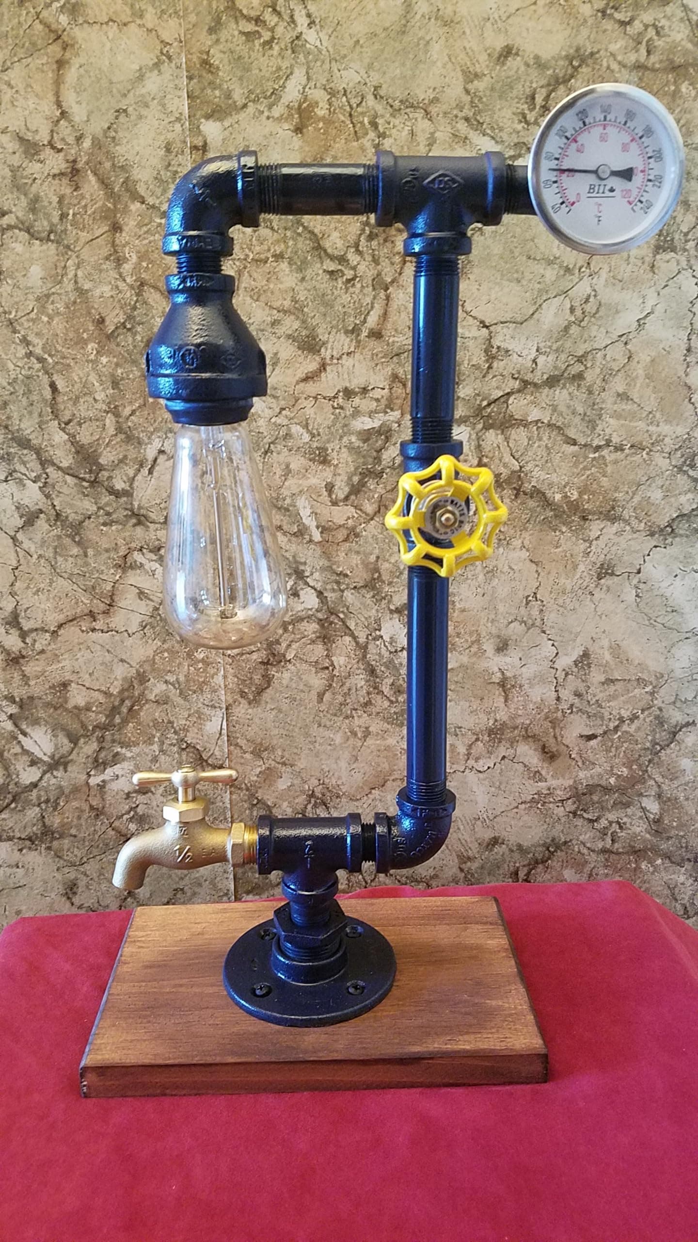 Steampunk Style Industrial Pipe Lamp, Retro, Handcrafted