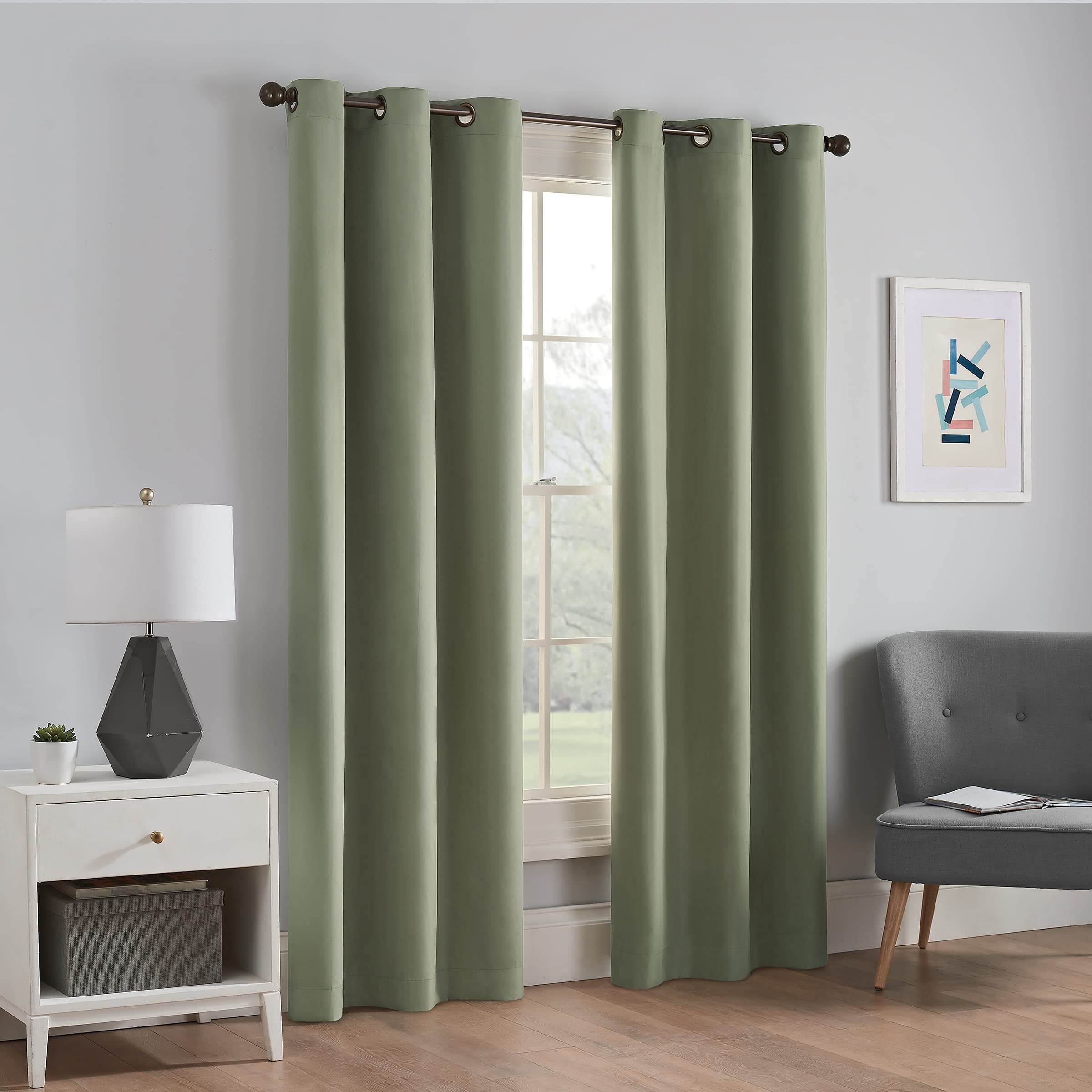 Microfiber Total Privacy Blackout Thermal Grommet Window Curtain for Bedroom (1 Panel), 42" x 63", Moss