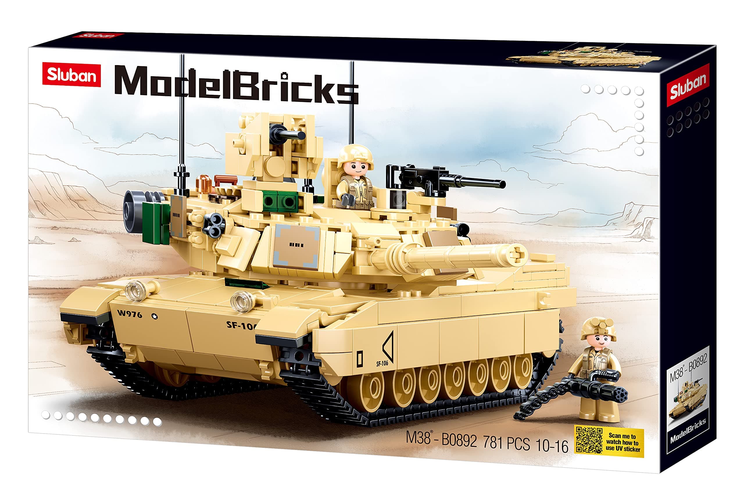 M38-B0892 Model Bricks – M1A2 Sep V2 Abrams Hand Battle Tank 781pcs, Multicolored