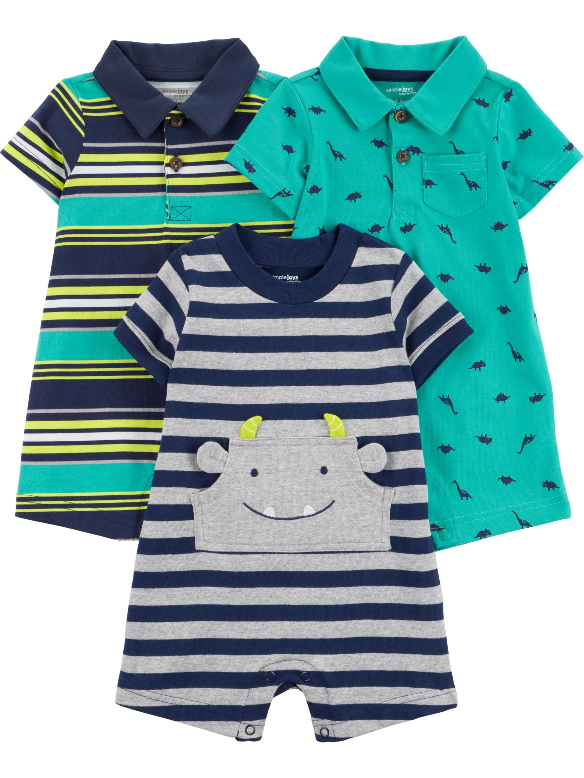 Simple Joys baby-boys 3-pack Rompers Rompers (pack of 3)