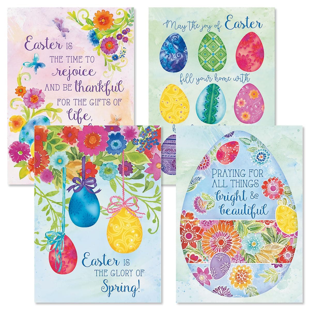 Current Spring Rejoicing Easter Greeting Cards - Set of 8 Large 5 by 7 Inch Cards, Yellow Envelope Included, Inside Sentiment