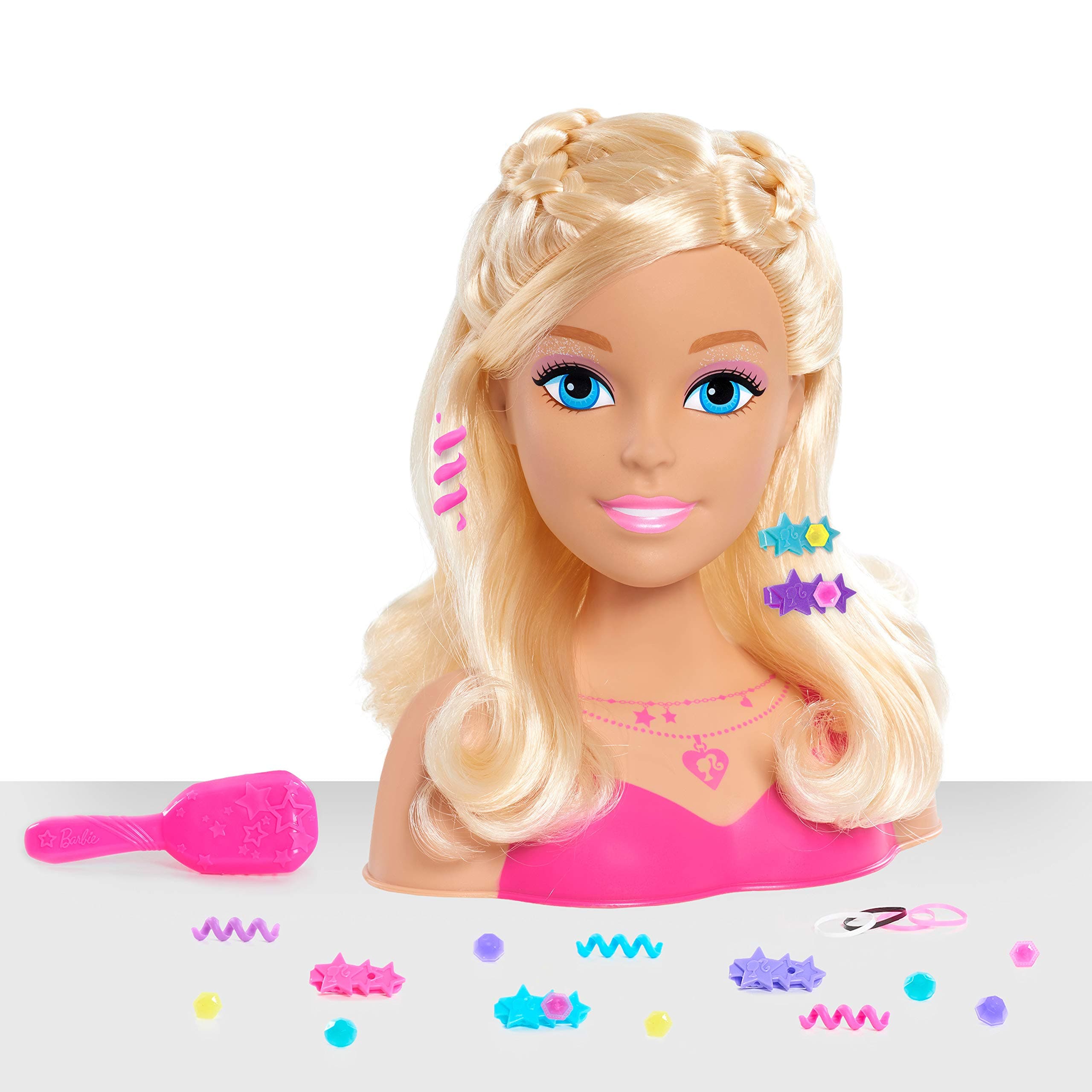 Barbie Small Plastic Styling Head - Blonde (Pink)