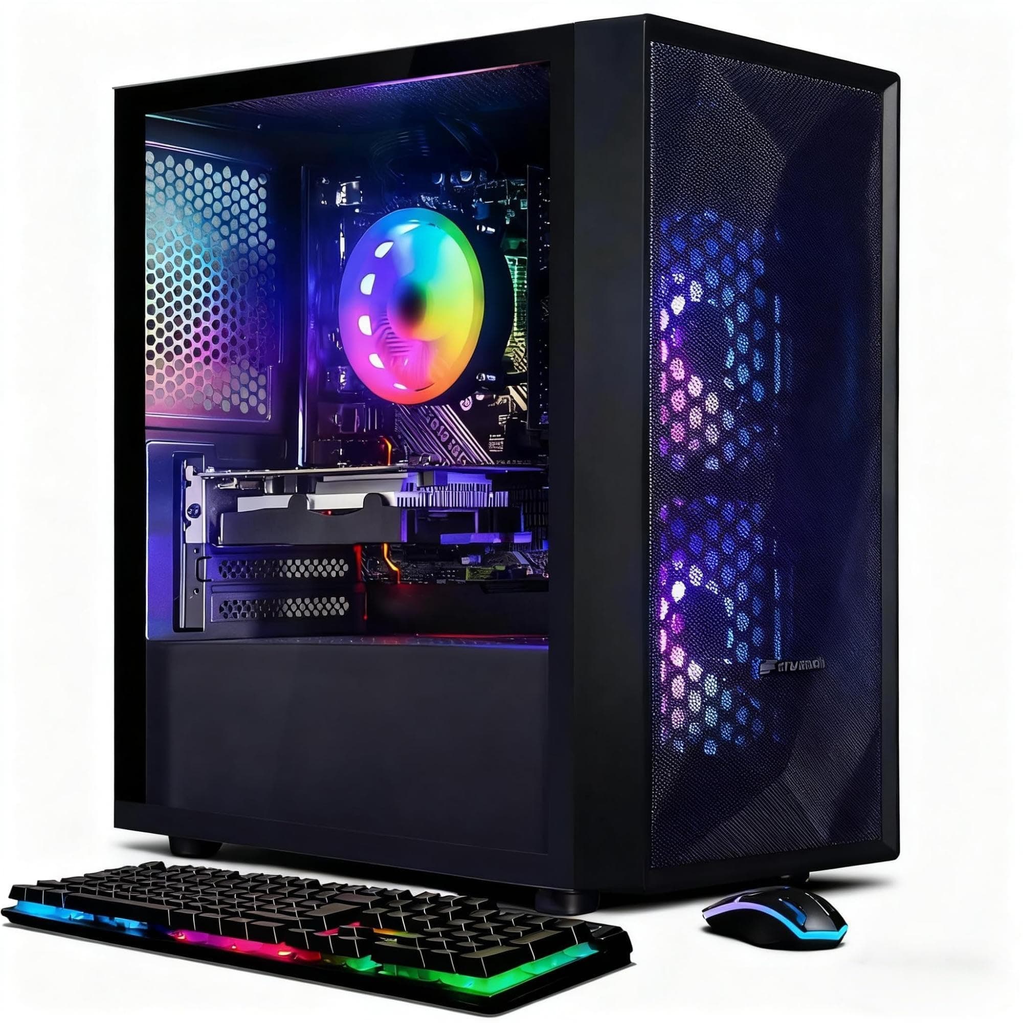 Gaming PC Desktop Computer, Intel Core i5 up to 3.7GHz, GeForce RTX 2060 6G, 16G RAM, 512G SSD, WiFi 6, BT 5.0, RGB Fan x2, Windows 11 Home