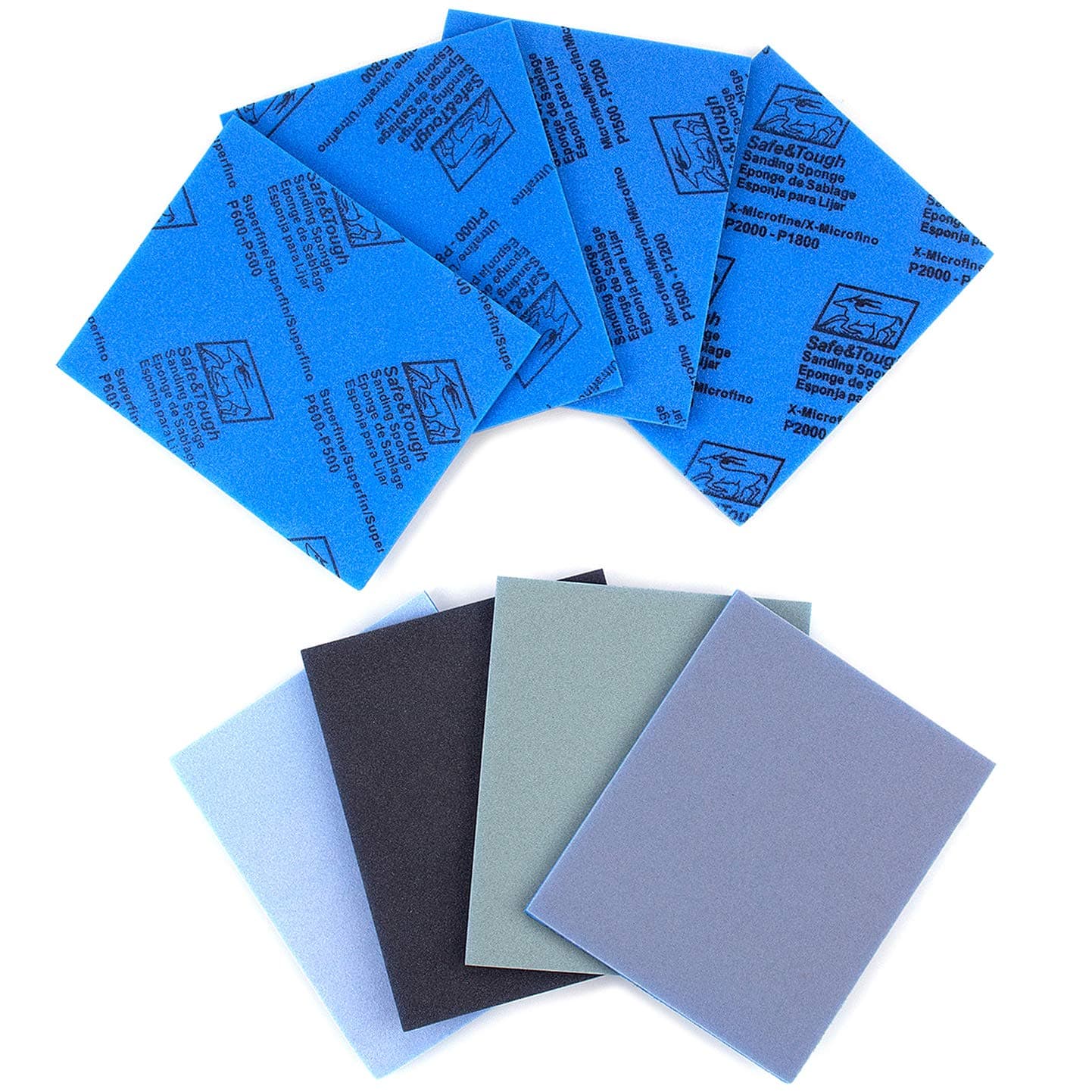 ADVcer 4.5x5.5" 8 Pads Wet or Dry Sanding Sponge - 4 Grits Assorted (#500~#2000)