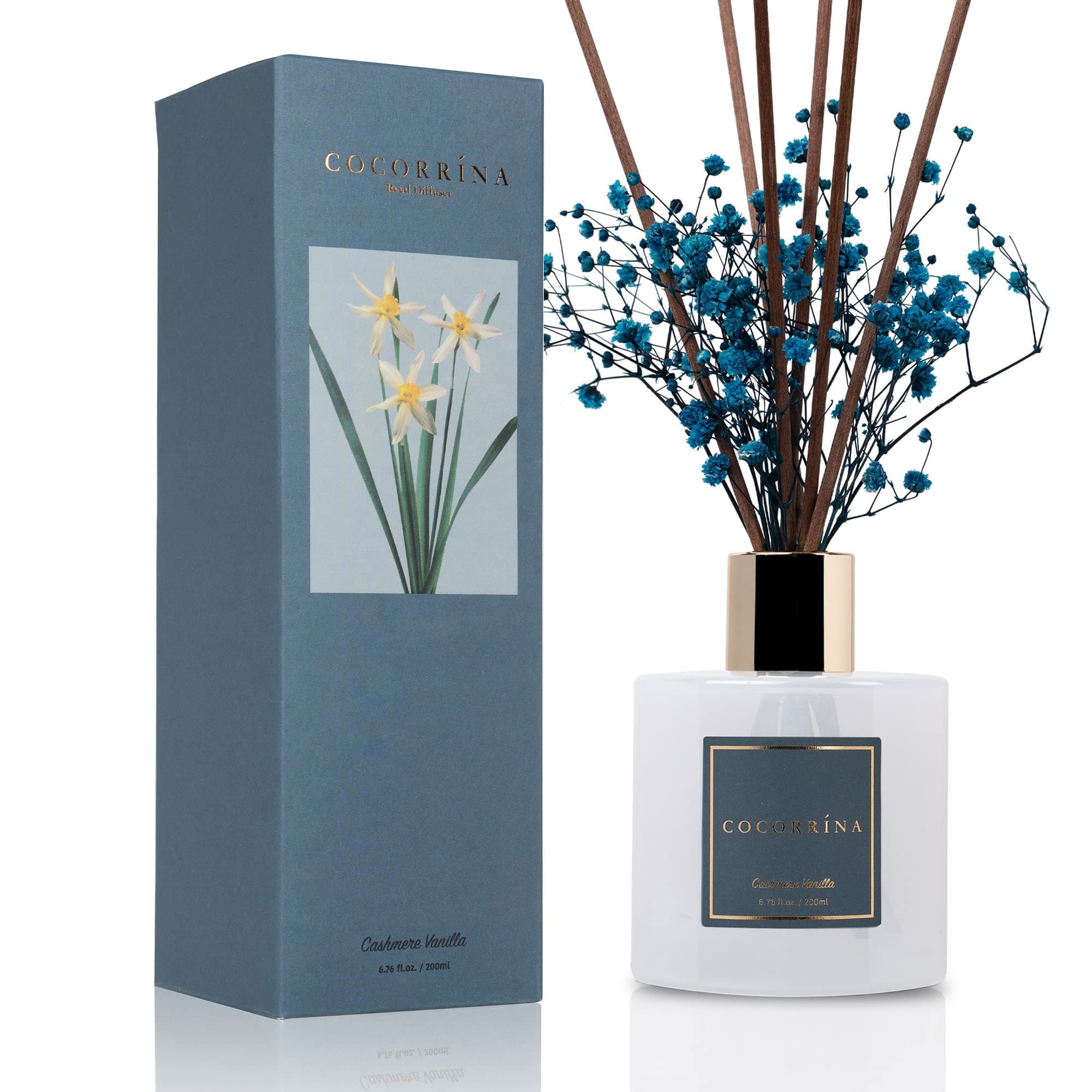 Reed diffuser -Cashmere Vanilla with real preserved Flower 200ml / Pc