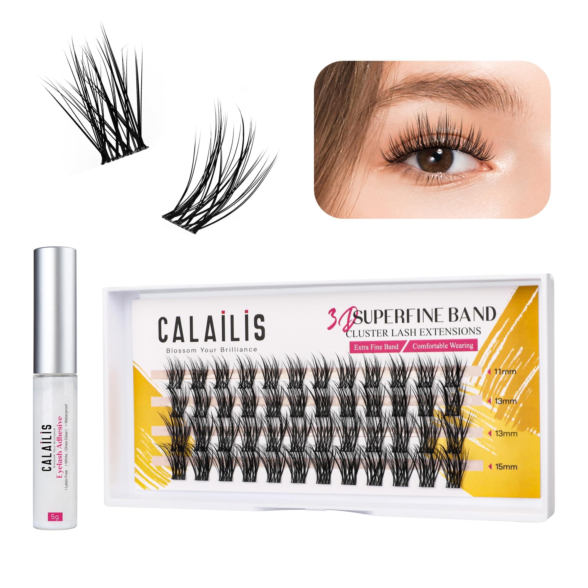 - Individual Lashes, DIY Eyelash Extensions, Super Thin Glue-based Band, Natural Look Reusable,11/13/13/15mm, Lasting for 48 Hours Individual DIY Eyelashes(LR01)