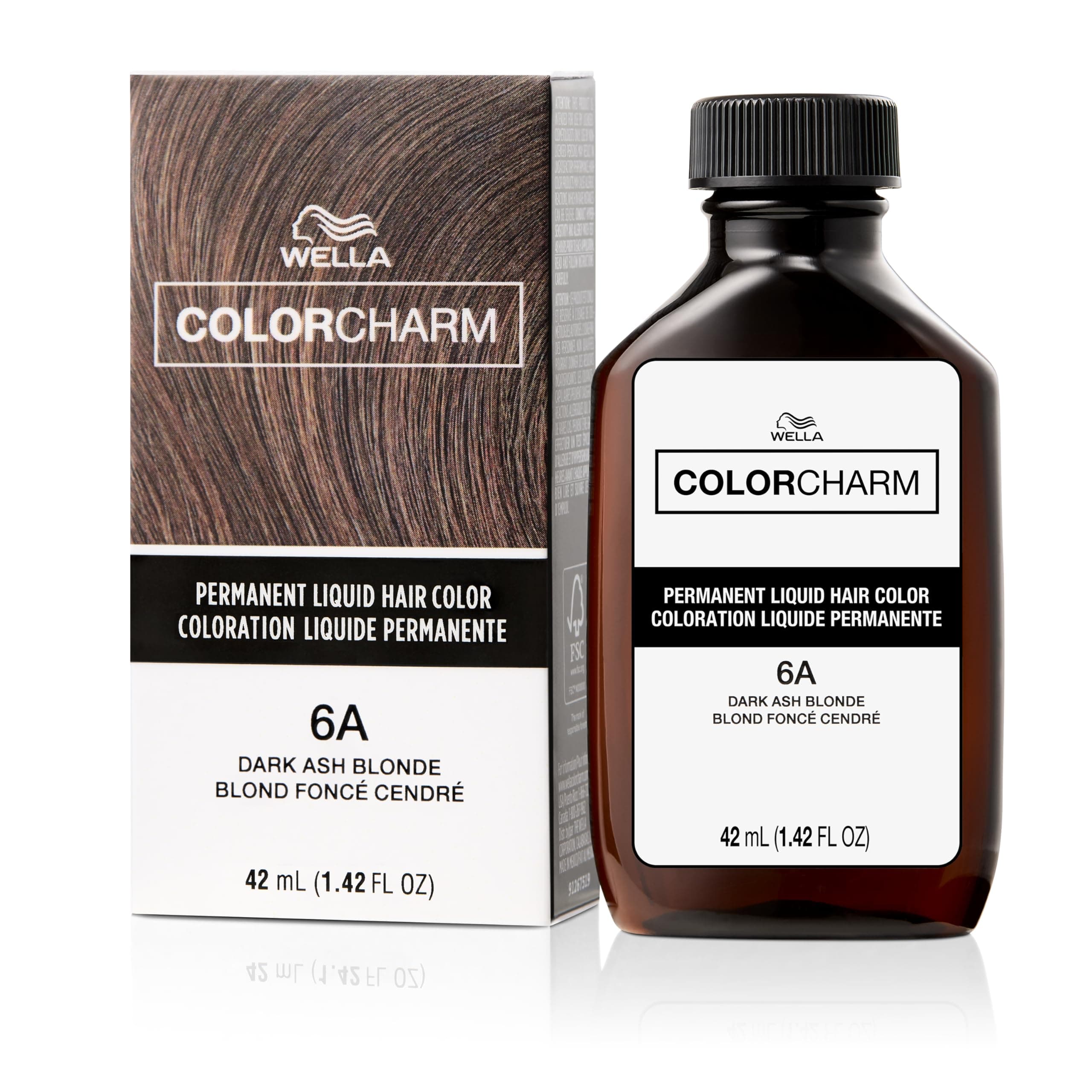 Color Charm Permanent Liquid Hair for Gray Coverage| 6A Dark Smokey Ash Blonde | 1.4 Fl Oz