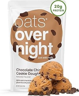 Oats Overnight - Chocolate Chip Cookie Dough - Vegan, 20g Protein, High Fiber Breakfast Shake - Gluten Free, Non GMO Oatmeal (2.6 oz per meal) (24 Pack)