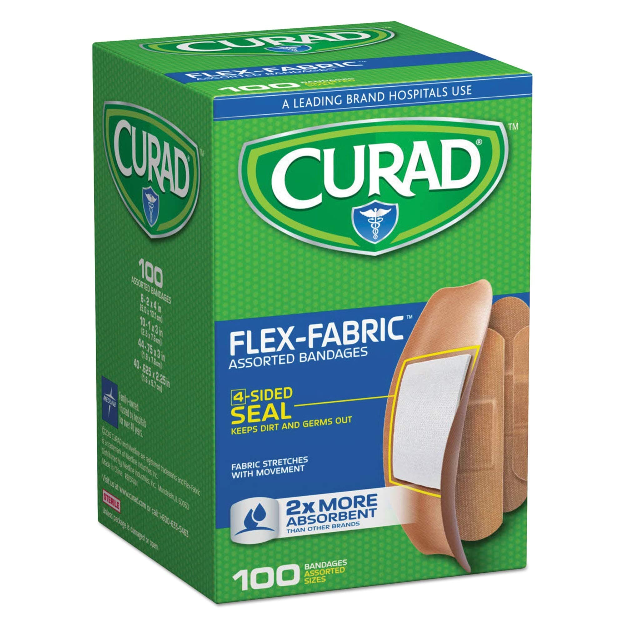 Flex Fabric Bandages Assorted Sizes 100 per Box