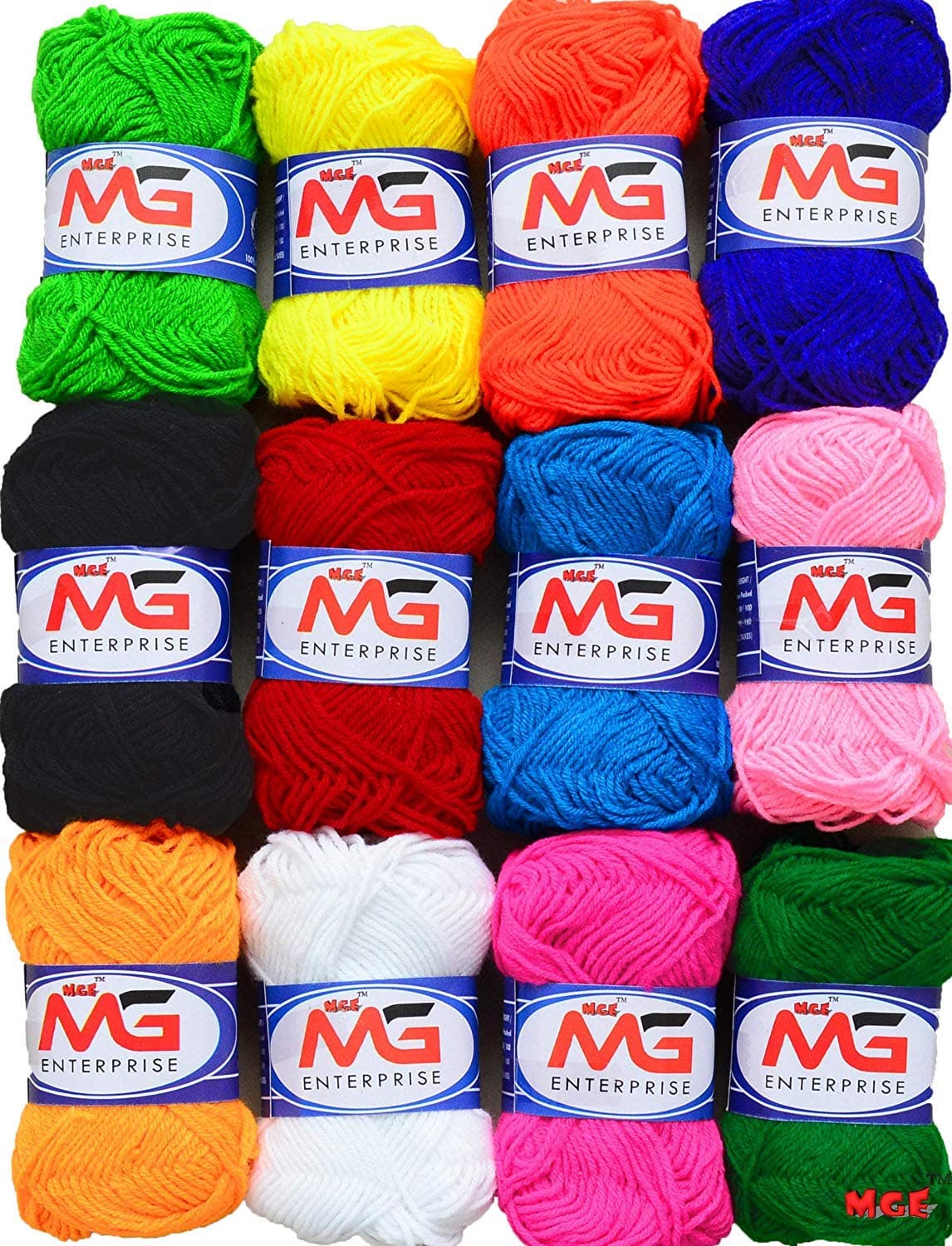 M.G Enterprises 12 pc Combo Mix Colours Wool Ball. Hand Knitting Art Craft Soft Fingering Crochet Hook Yarn, Needle Knitting Thread Dyed. (12 pc Combo)