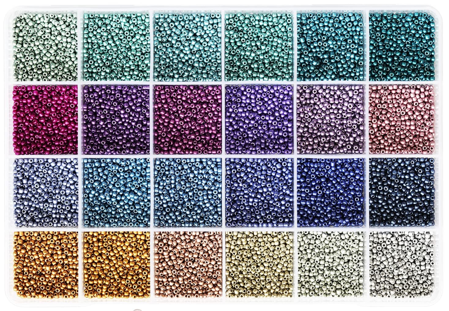 Size 2mm 11/0 Seed Beads About 15600pcs, Making Earring,Bracelet and Jewelry (650Pcs/Color, 24 Colors)