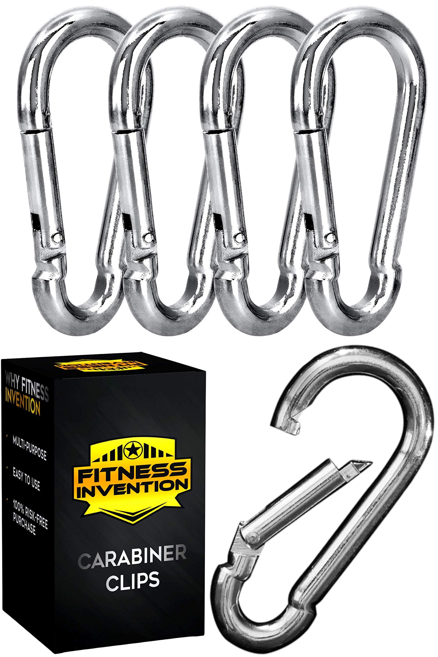 Carabiner Clip 5 Pack - Multipurpose Heavy Duty Snap Hooks - Small and Large Clips for Keys - Carribeaner Hook