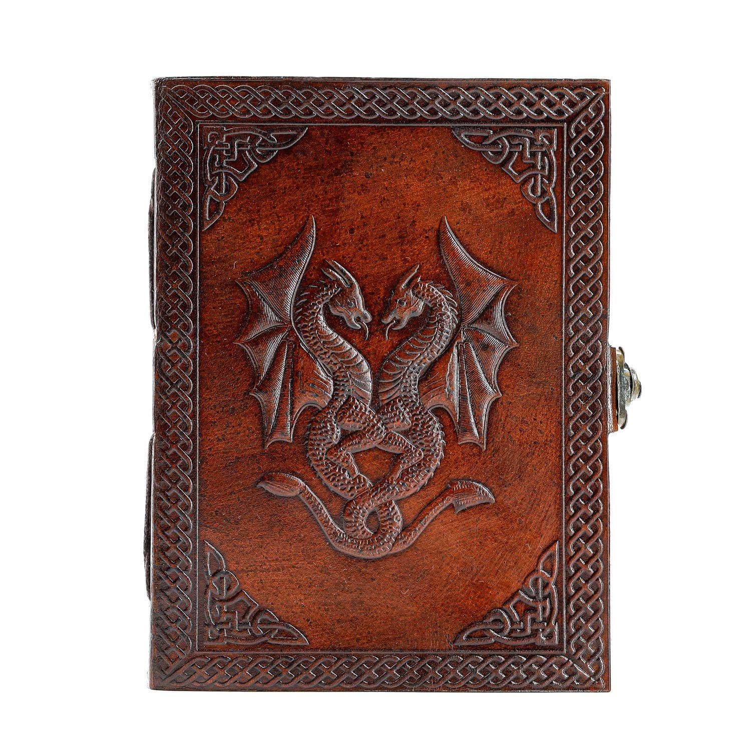 Handmade Leather Double Dragon Journal/Writing Notebook Diary/Bound Daily Notepad for Men & Women Unlined Paper Medium, Writing pad for Artist, Sketch (8 x 6, Brown)