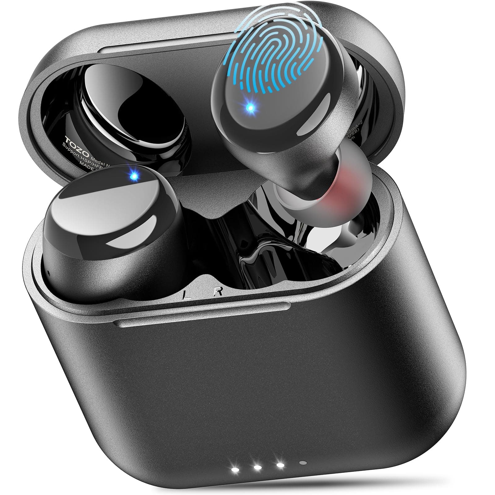 T6 True Wireless Earbuds Bluetooth 5.3 Headphones Touch Control with Wireless Charging Case IPX8 Waterproof Stereo Earphones in-Ear Built-in Mic Headset Premium Deep Bass Black