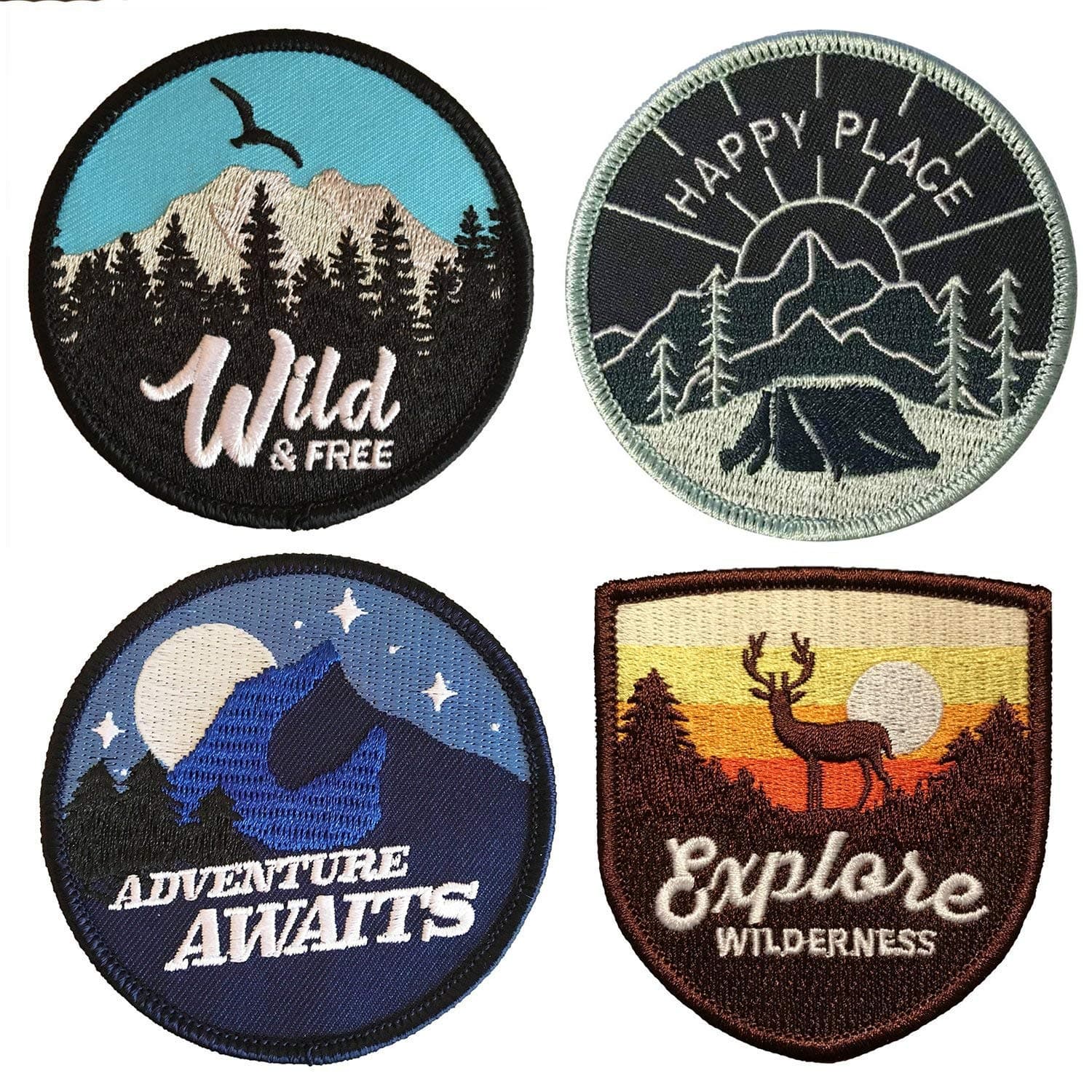 Patches - 4 Pack - Iron on Patch Set/Premium Patches for Backpacks, Jackets, Jeans, Hats