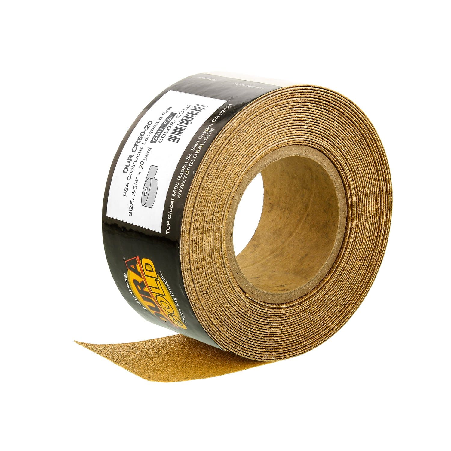 DURA-GOLD 80 Grit 2-3/4 PSA Abarasive Roll Longboard Sandpaper by Dura-Gold