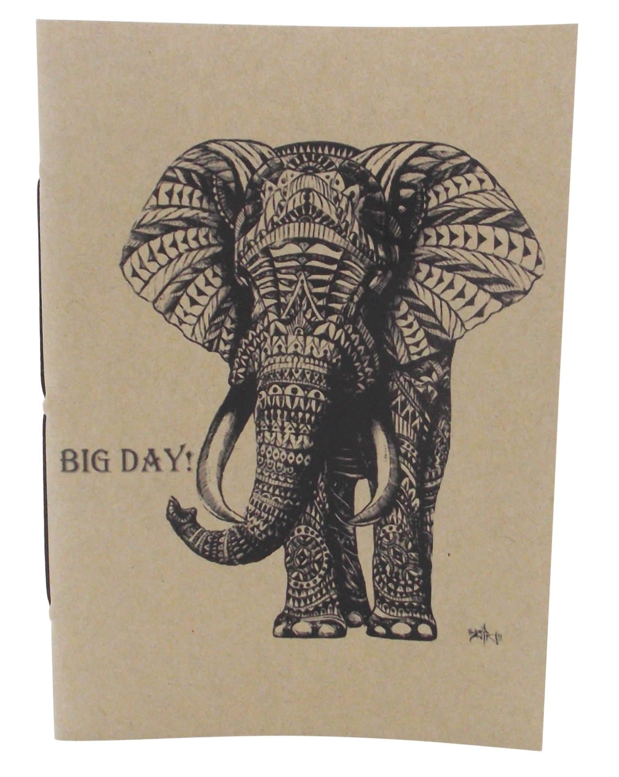 Handmade 4 x 6 inches Notebook/BigDay Elephant / 60 Unlined Page | Lay Flat Binding | Cream Paper