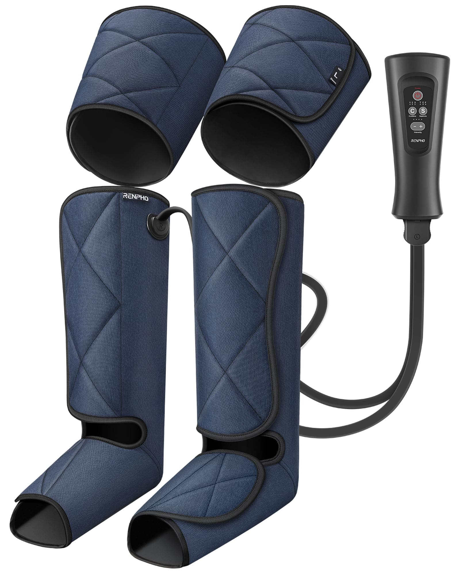 Compression Leg Massager, Air Compression Massager for Circulation Pain Relief, Effective for Father Mother Reduce Swelling-Blue