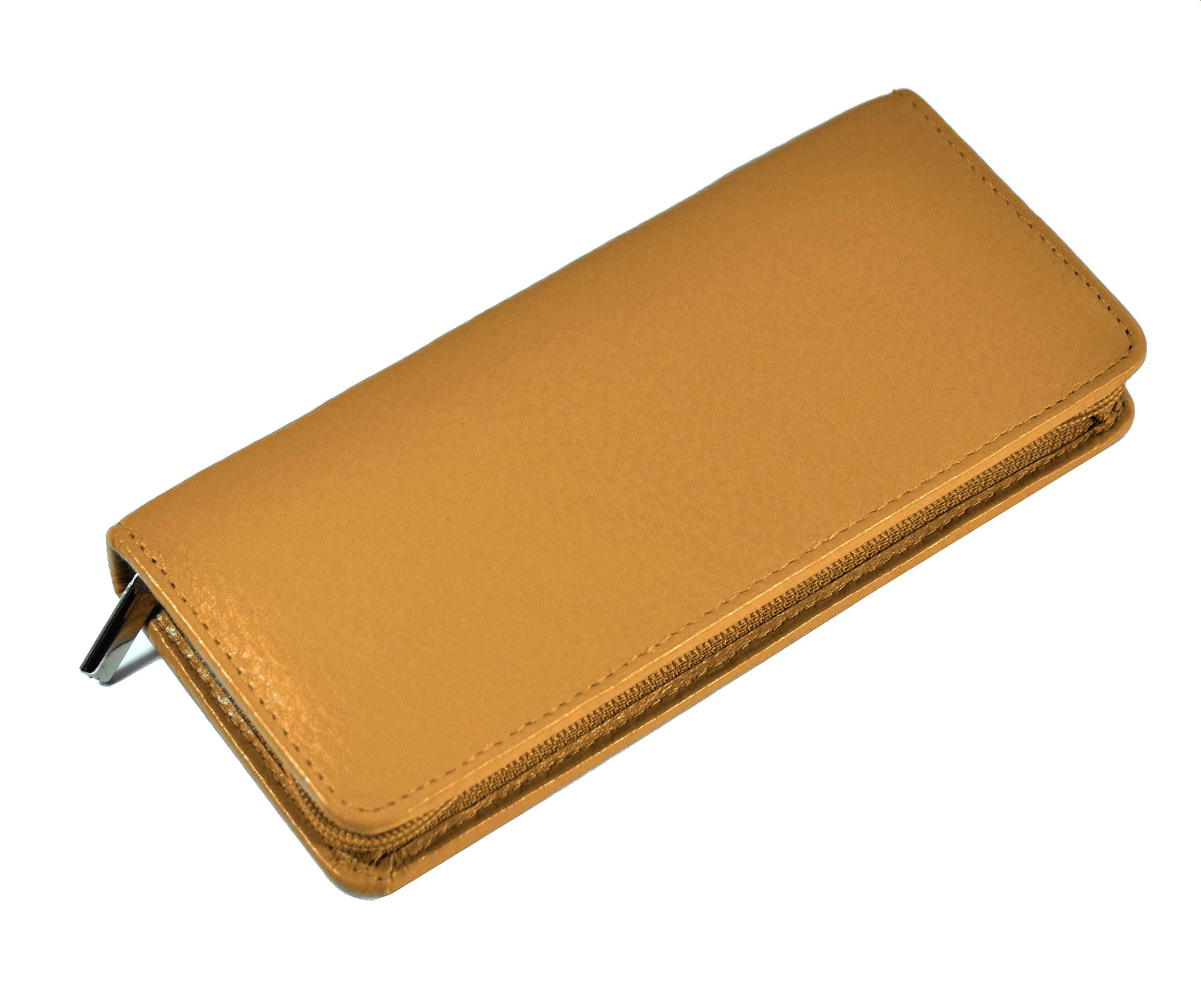 Leather Pencil Case Pen Case For 3 Pens with Zip Hans Kniebes Floater Full-Grain Leather Sandbeige