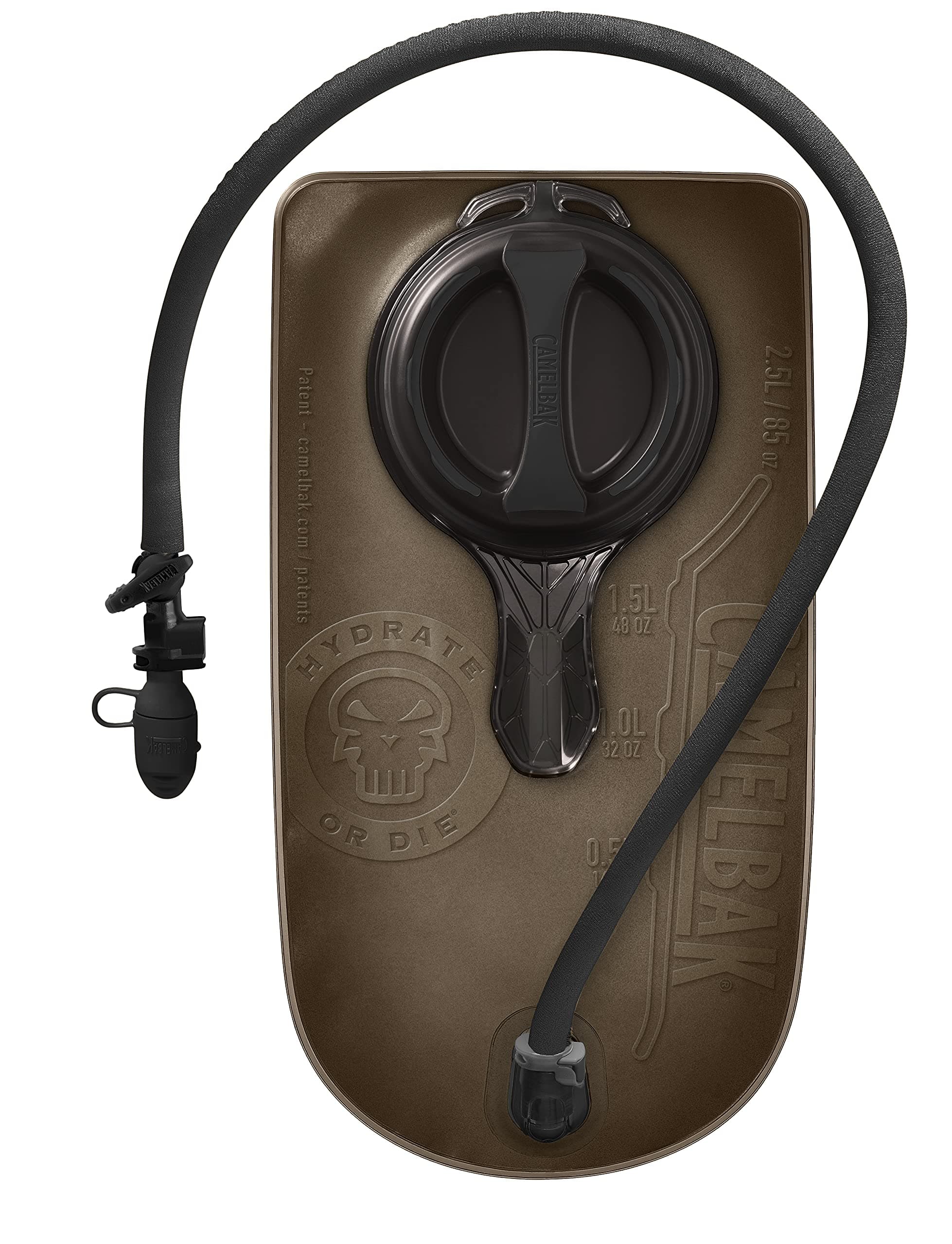 Mil Spec Crux 85oz/2.5L Reservoir with Black Tube Cover - Tactical Hydration Bladder - Faster Water Flow Rate - Leak-Proof Water Bladder - Ergonomic Shape - Big Bite Valve - BPA-Free, Black