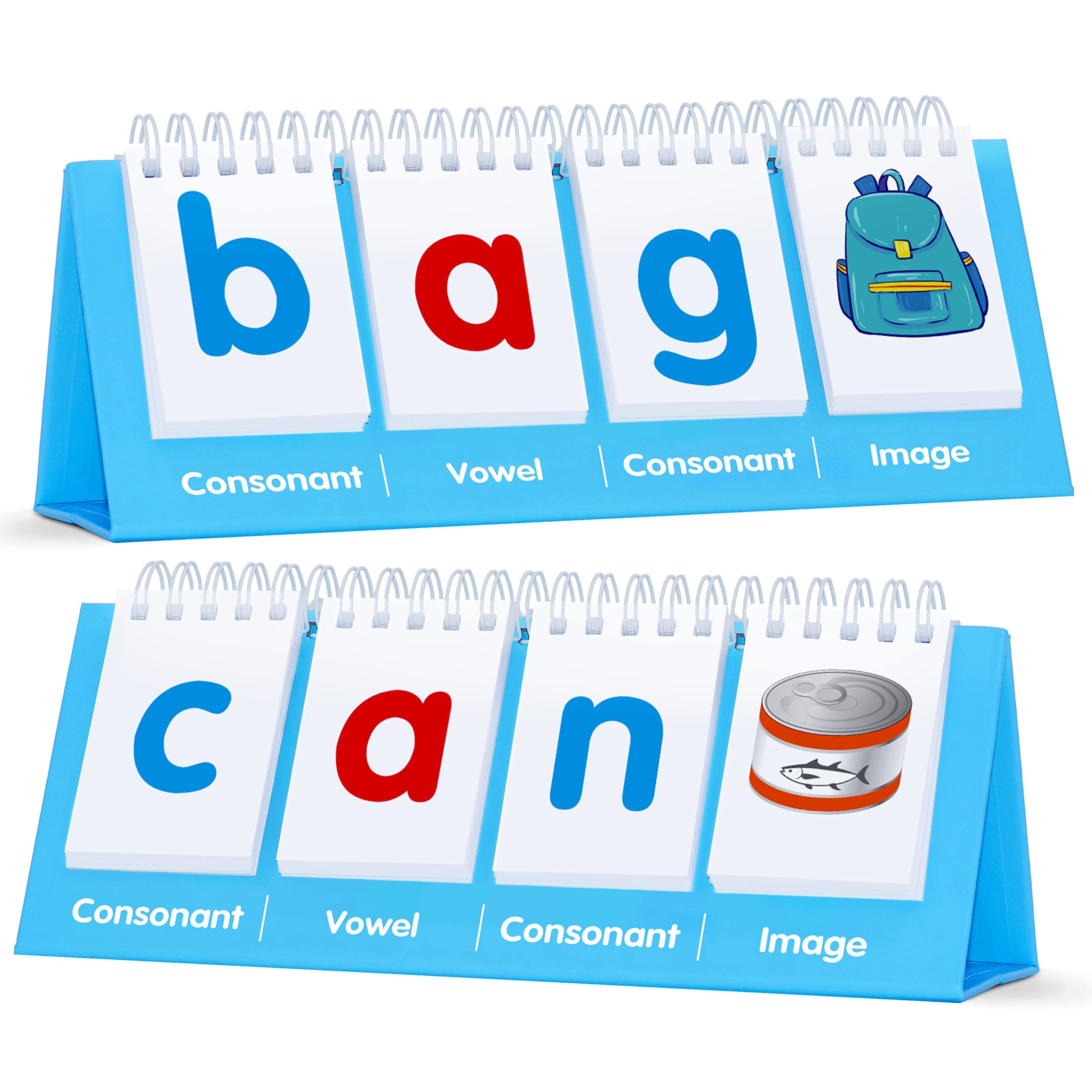 CVC Word Flip Chart, Double Sided Word Flip 40 Short Vowel Words Freestanding Flip Chart Consonant Vowel Consonant Word Flashcards Word Builder Activity Educational Learning Tool for School Supplies