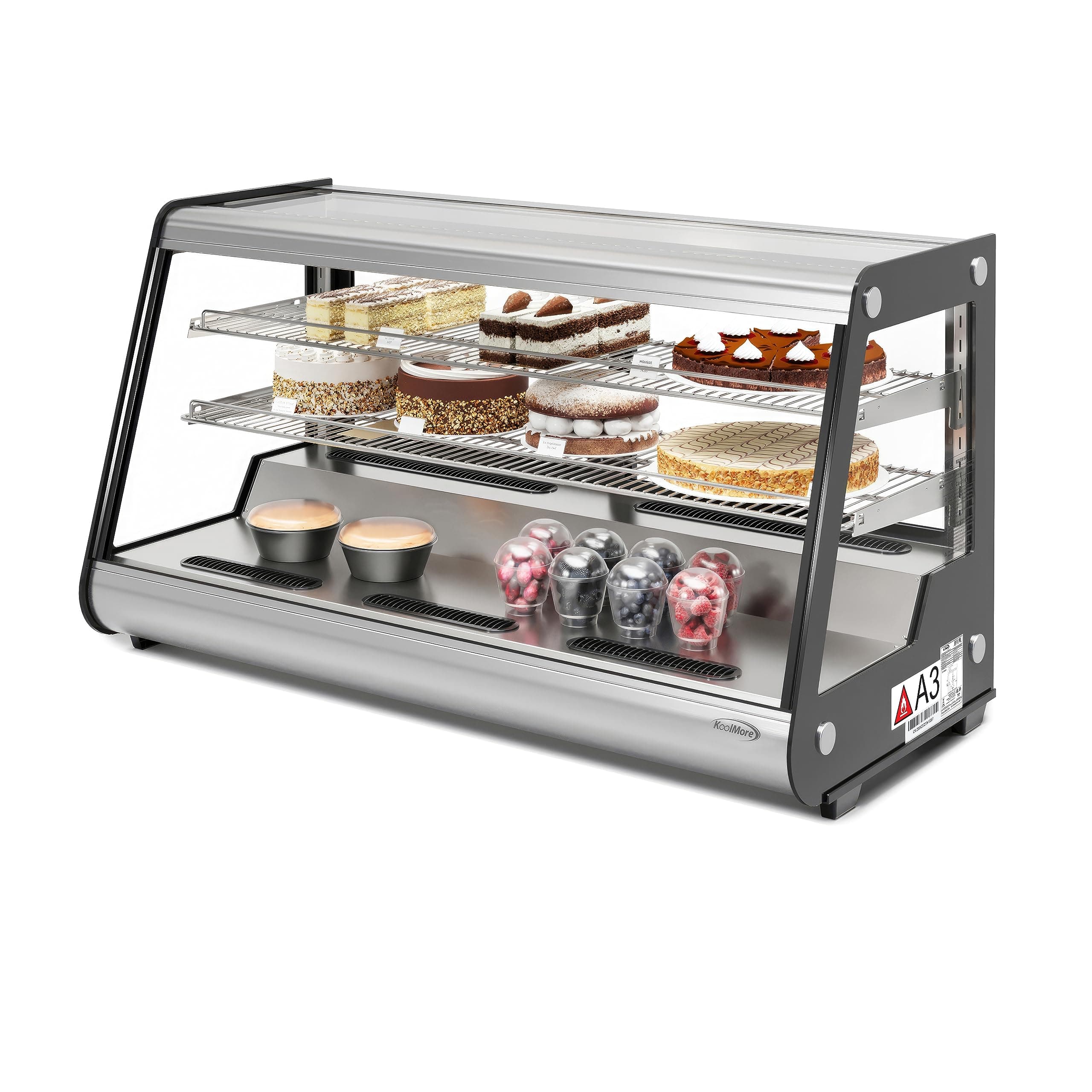 KoolMore 48 in. Refrigerated Bakery Display Case with Clear Glass Front, Sliding Rear Doors, LED Lighting, Adjustable Temperature, and Dual Shelving in Stainless-Steel, 7 cu. ft. (CDC-7C-SS)