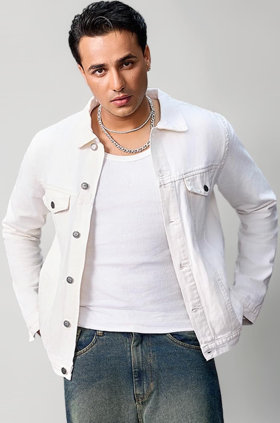 Urbano Fashion Men's Regular Fit Washed Full Sleeve Denim Jacket