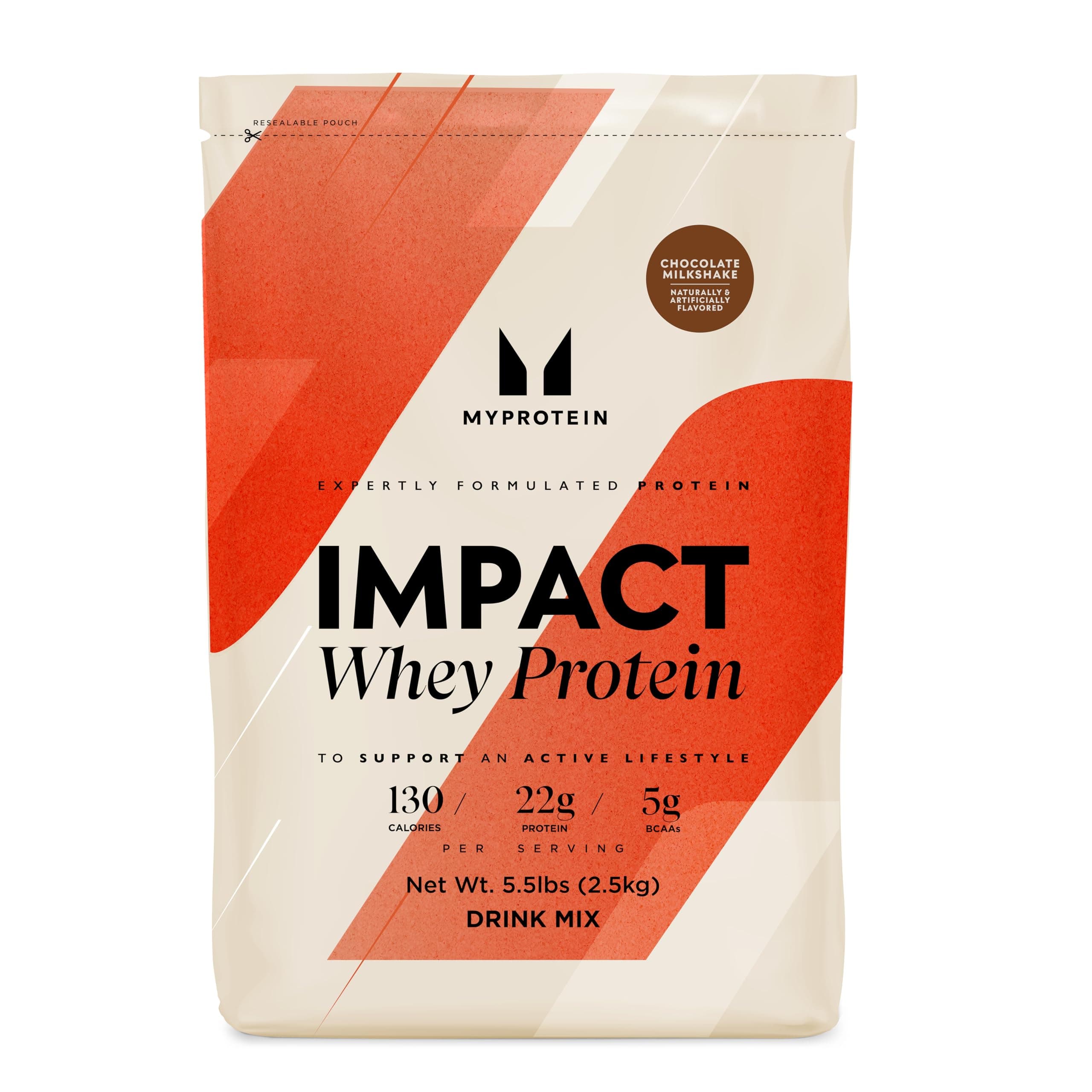 Impact Whey Protein Powder, 5.5 Lbs (75 Servings) Chocolate Milkshake, 22g Protein & 5g BCAA Per Serving, Protein Shake for Superior Performance, Muscle Strength & Recovery, Gluten Free