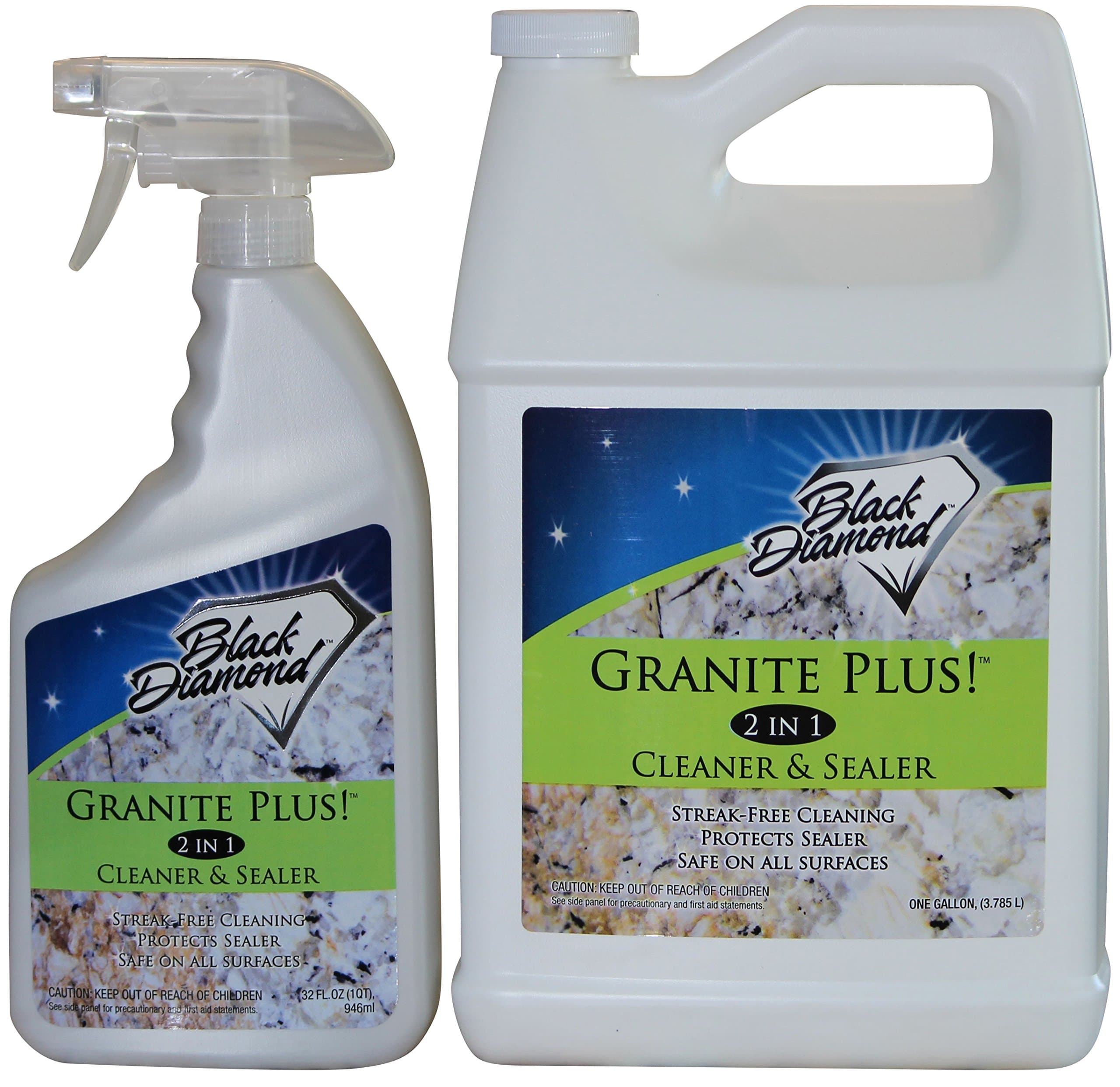 Black Diamond StoneworksGRANITE PLUS! 2 in 1 Cleaner & Sealer for Granite, Marble, Travertine, Limestone, Ready to Use! (1-Quart/1-Gallon)