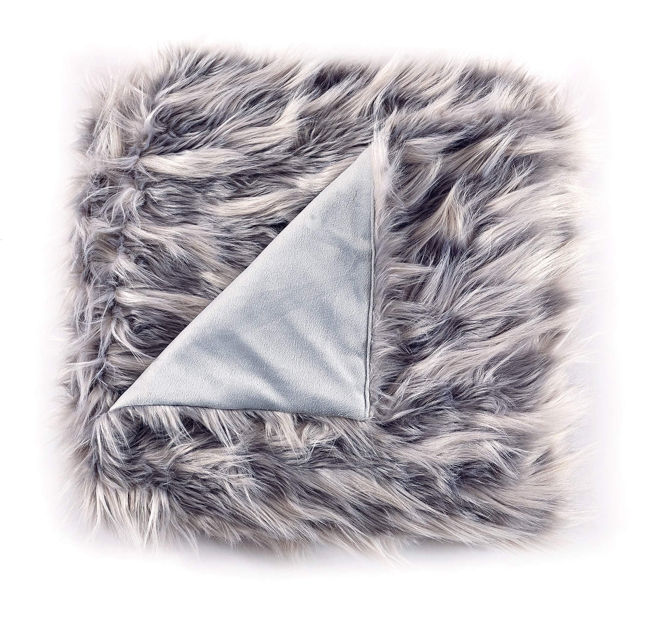 De Moocci Luxury Faux Fur Throw Blanket, Eyelash Pattern Spring Summer Colors Extra Warm Breathable Cozy Warm for Winter– Decorative Furry Throw for Couch Bed (50’’ x 60" Grey)