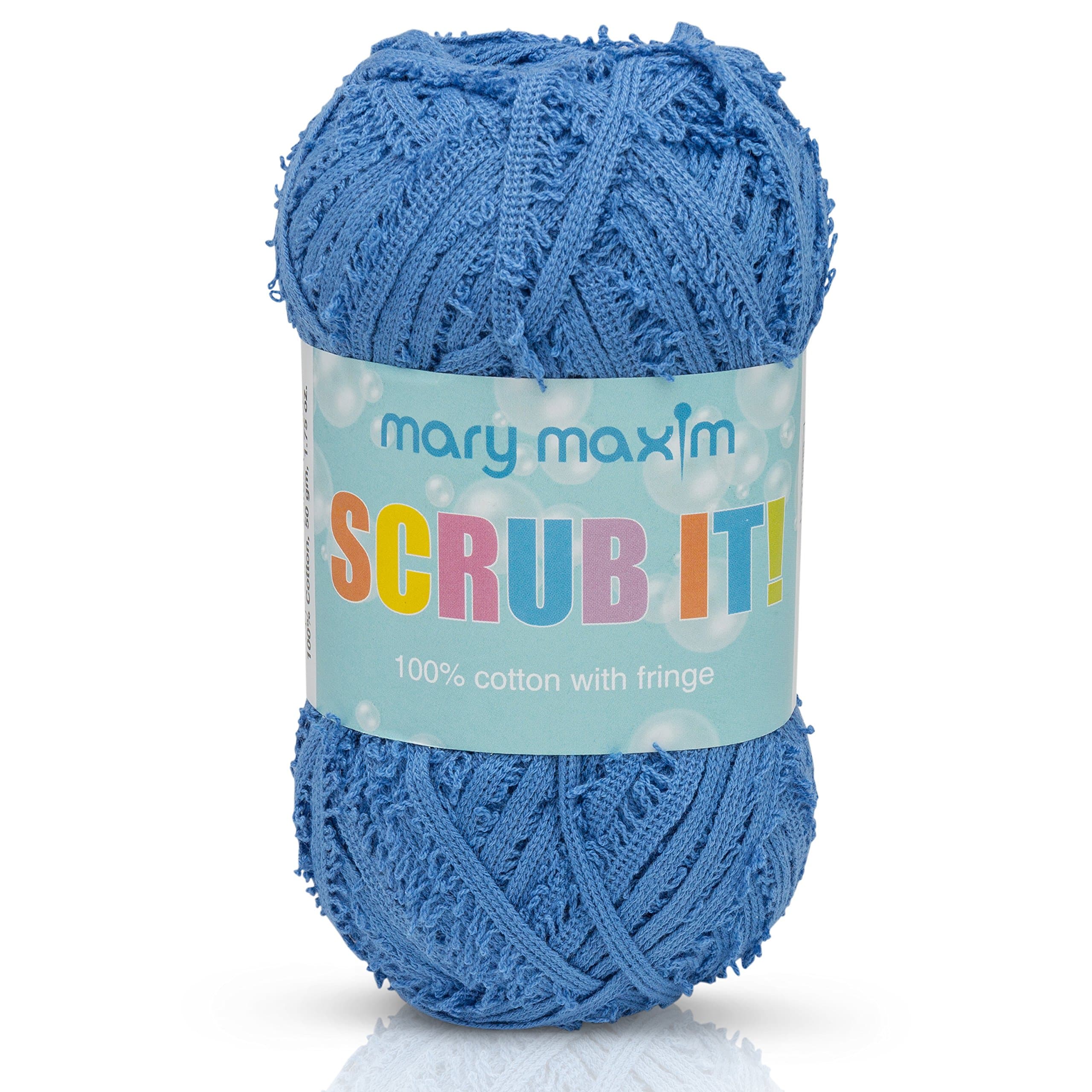 Mary Maxim Scrub It Yarn “Blue” | 4 Medium Worsted Weight Yarn for Knit & Crochet Projects | 100% Cotton | Perfect for Dishcloths, Towels and Scrubbies