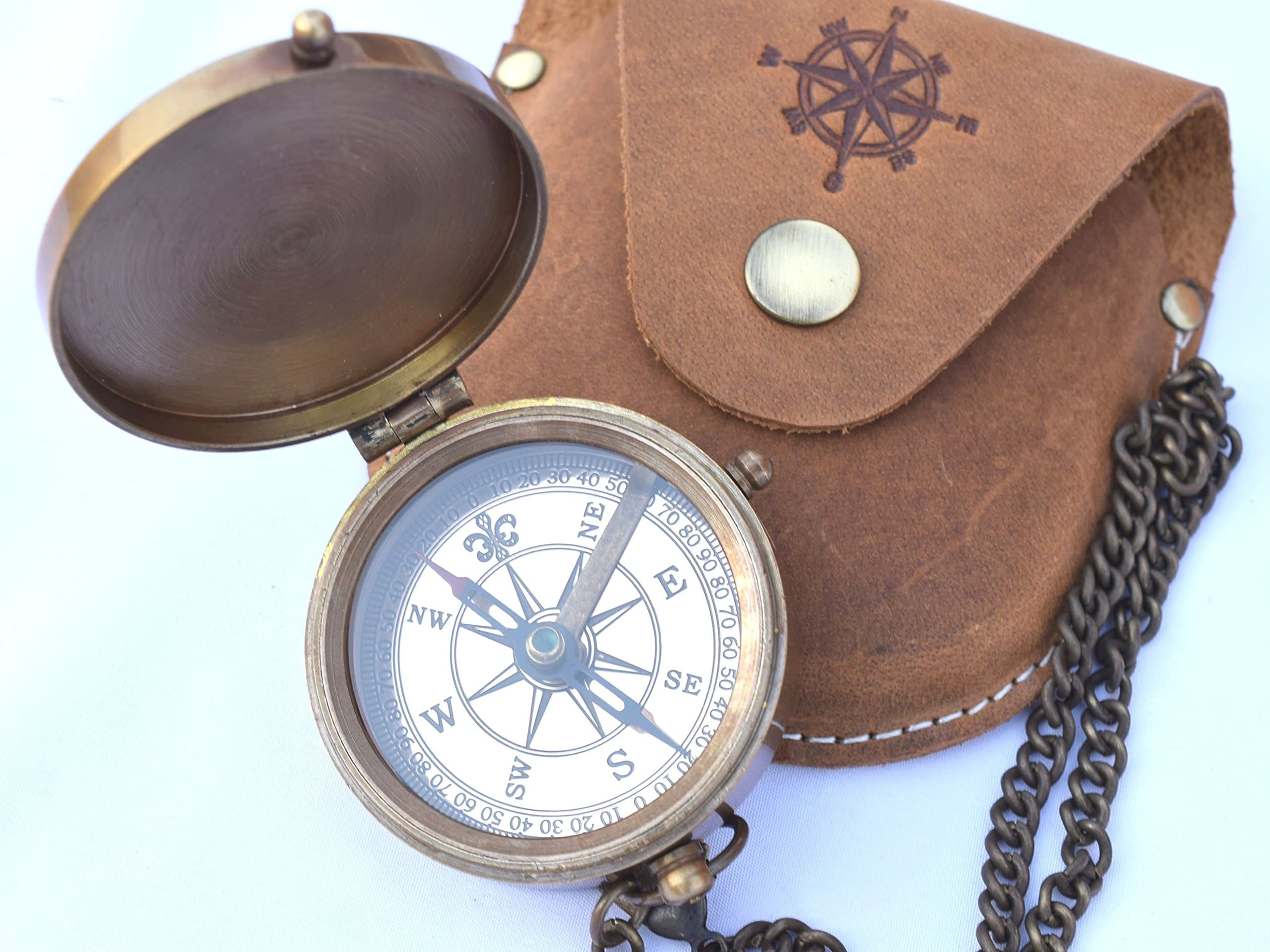 NEOVIVIDBrass Pocket Compass, Engravable Compass, Camping Compass, Hiking Compass, Wedding Gifts