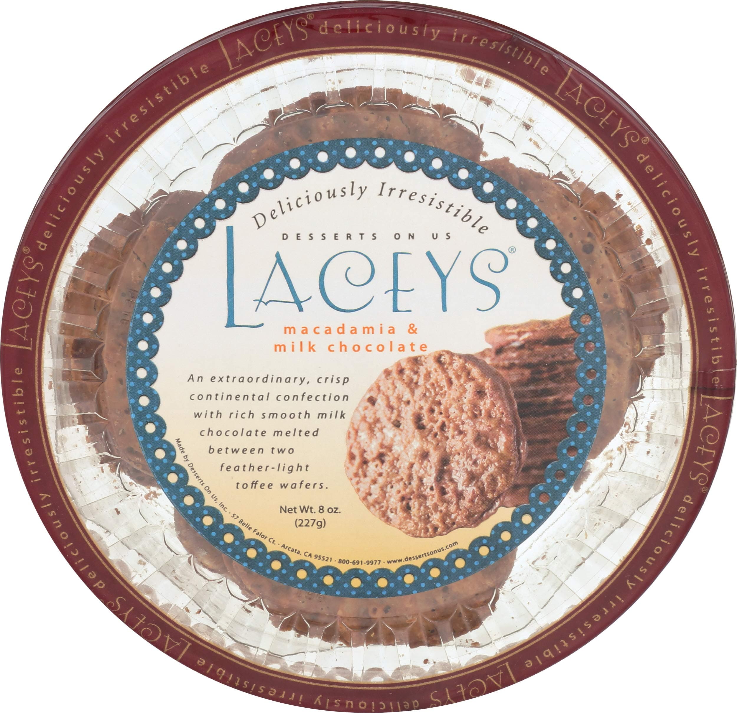 Desserts On Us, Chocolate Macadamia Laceys, 8 oz