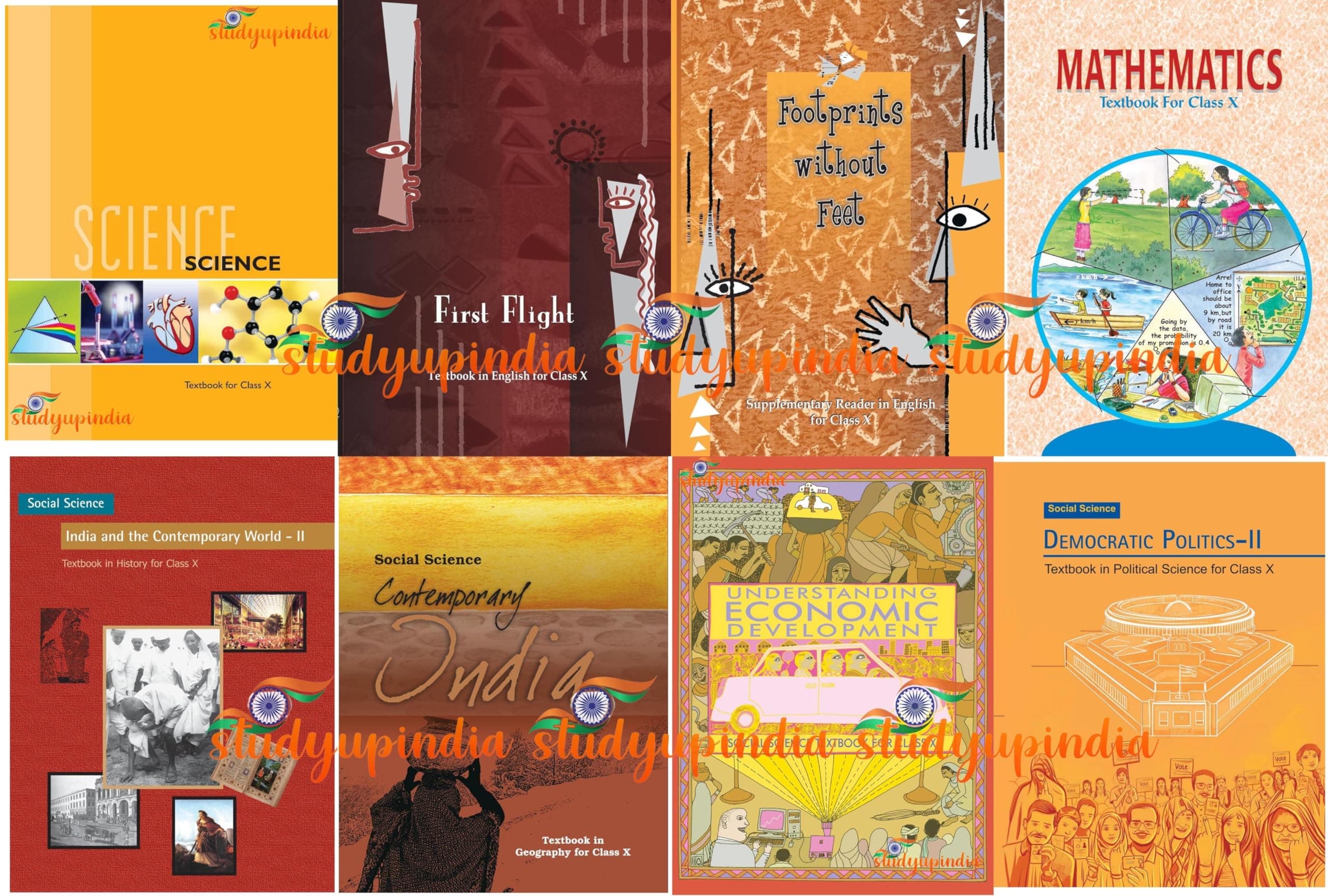 NCERT CLASS 10 SET (ENGLISH MEDIUM ) 8(eng , his, pol, geo, eco, math , science) 8 Book Set 2025-26 Edition