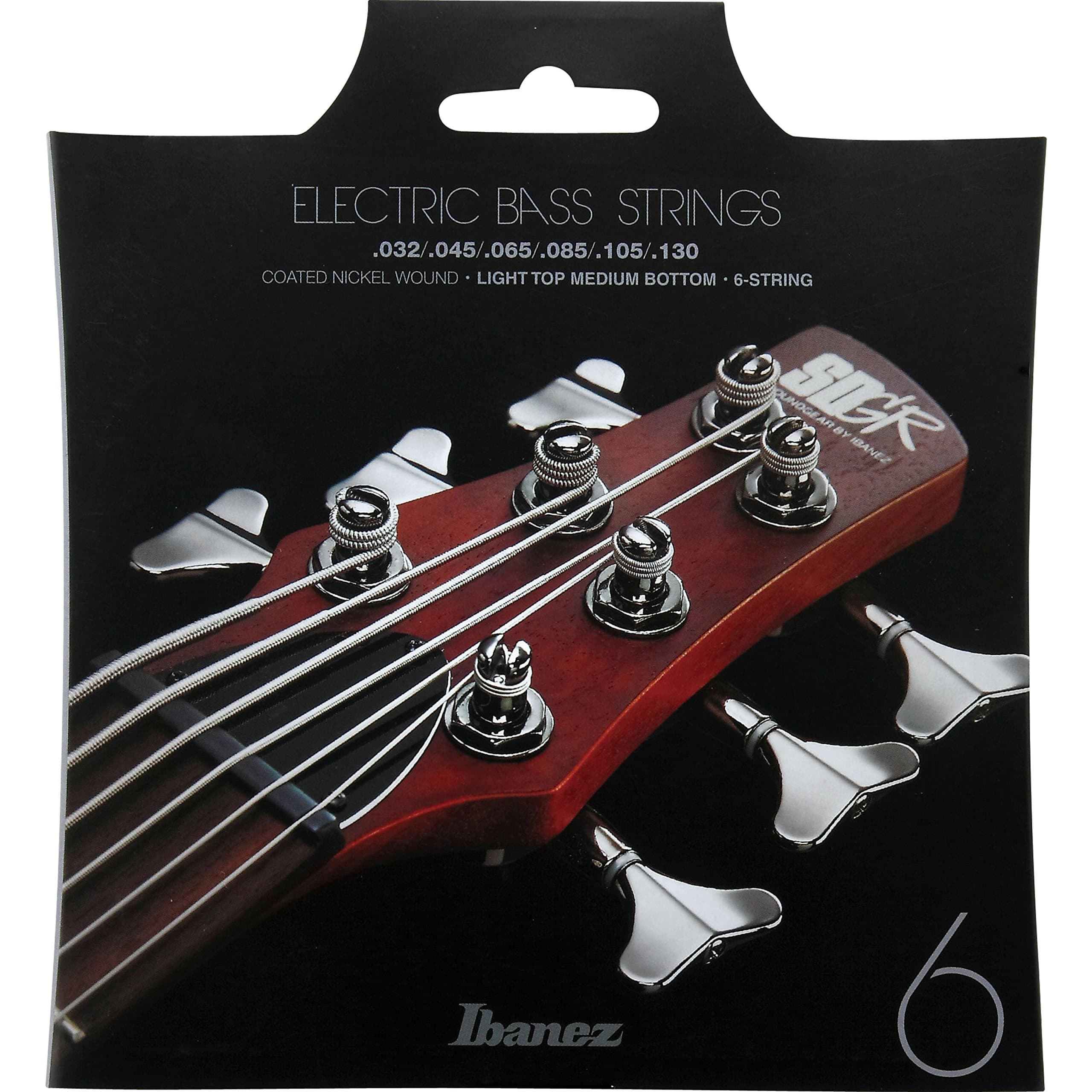 Ibanez IEBS6C 6-String Nickel Bass Guitar Strings - Light Top Medium Bottom, Silver