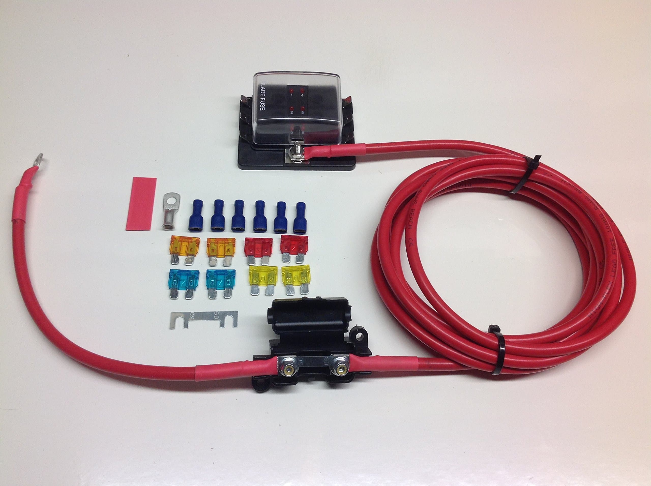 Fuse box distribution kit with ready made leads with 6-way fuse box (2mtr Kit) FB060/2