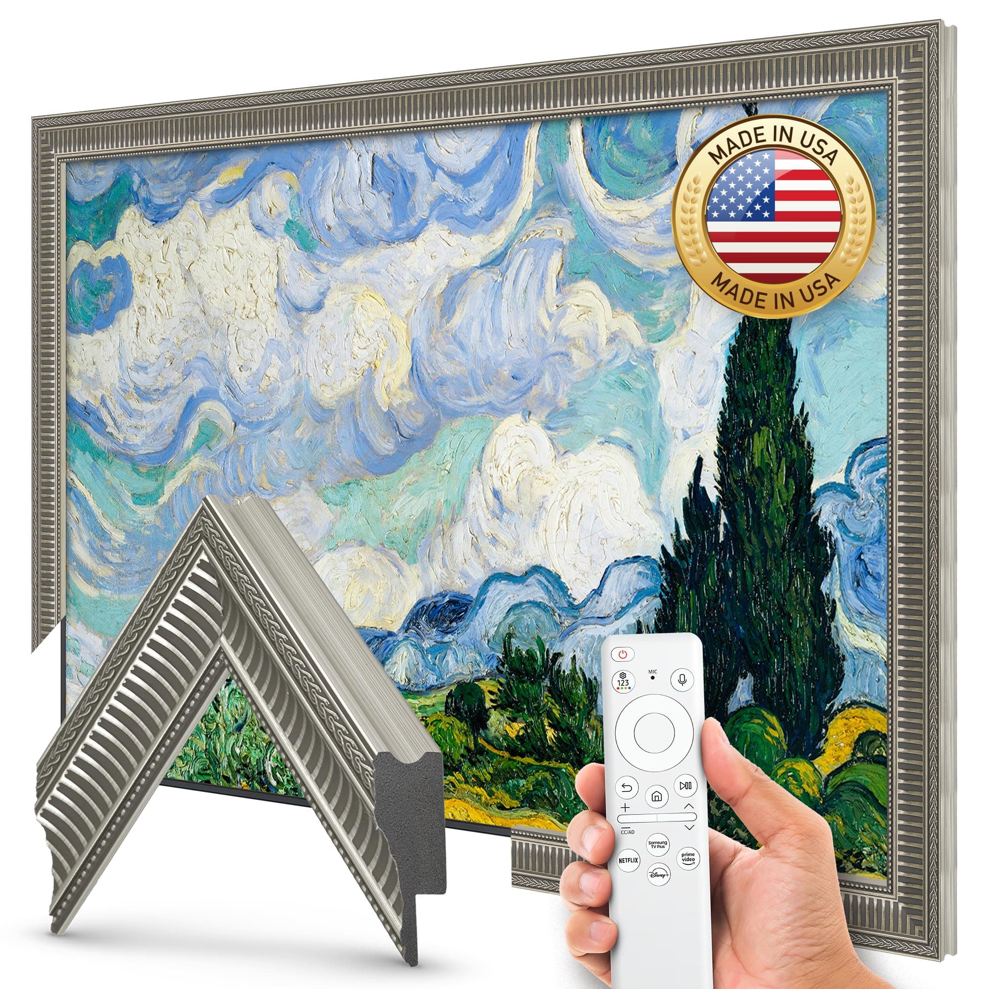 Empire Silver 85" Slim Deco TV Frame - Compatible ONLY with Samsung The Frame TV and Pro TVs (Fits 2021-2026, LS03A, LS03B,LS03C,LS03D,LS03FA,LS03FW)