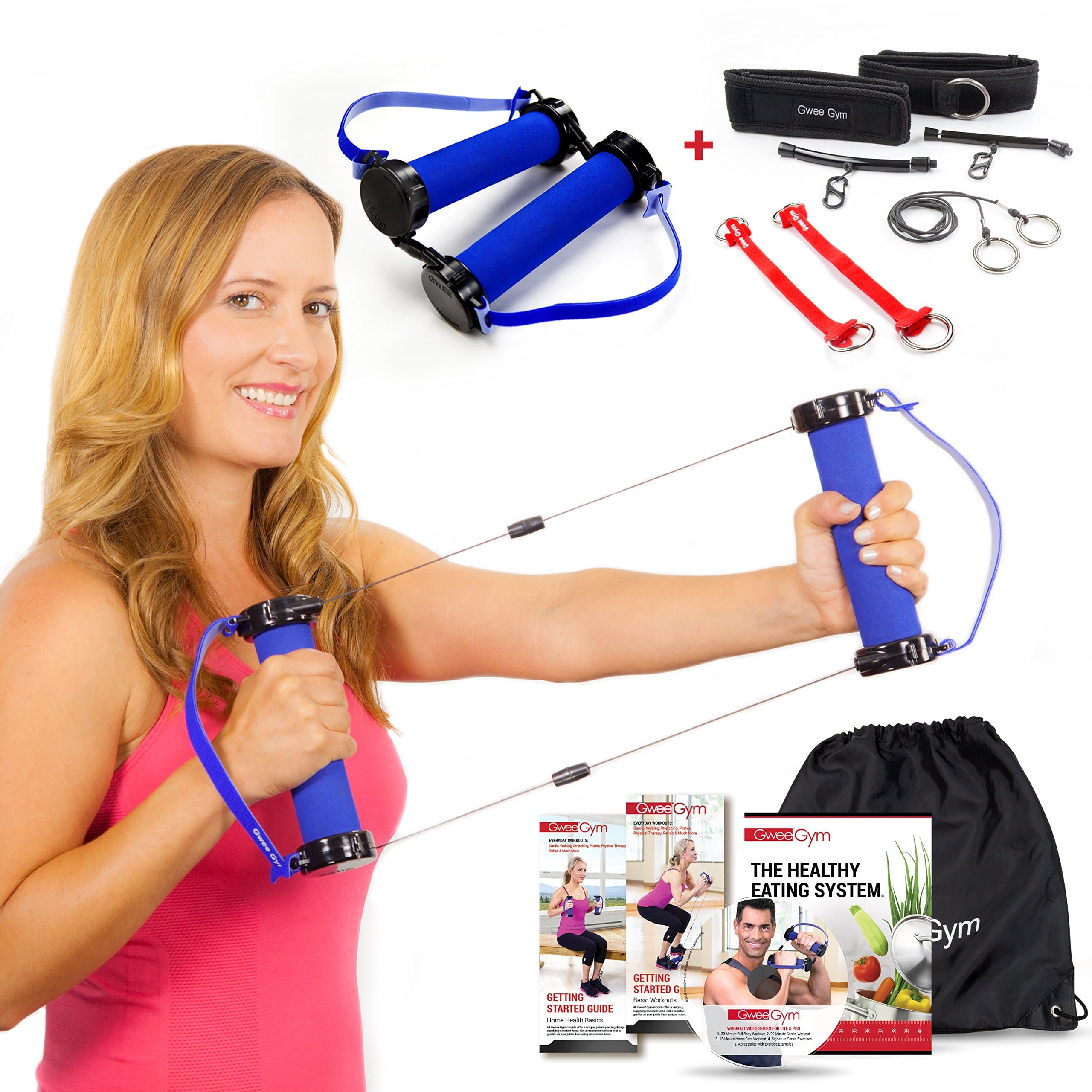 Gwee Gym Resistance Bands Exercise Kit - LITE - with Accessory Kit | Counterforce Tension to Build Lean Muscle | Also includes a Workout DVD, Travel Bag, and Healthy Eating e-Book