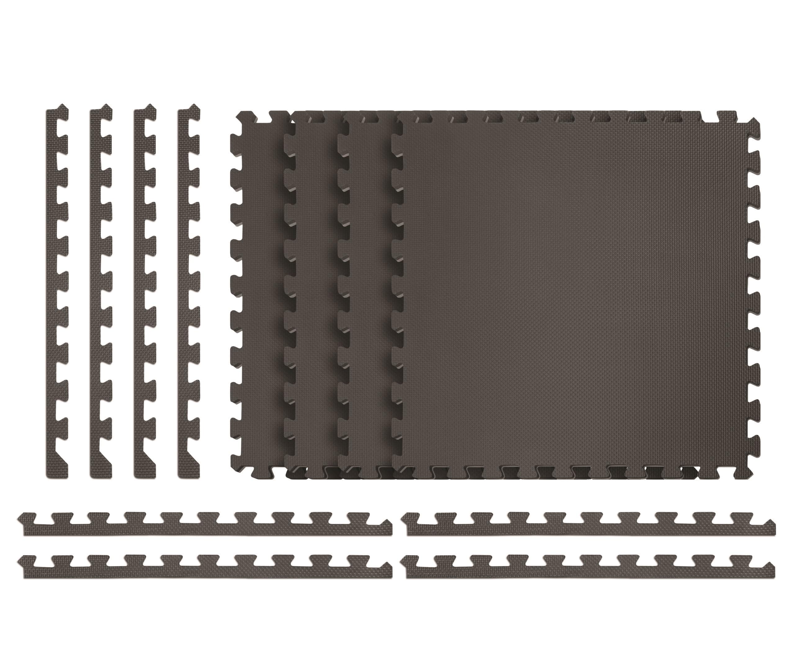 Norsk Multi-Purpose Reversible Foam Mats - EVA Foam Interlocking Tiles (Gray/Black, 4 Tiles - 16 Sq. Ft)