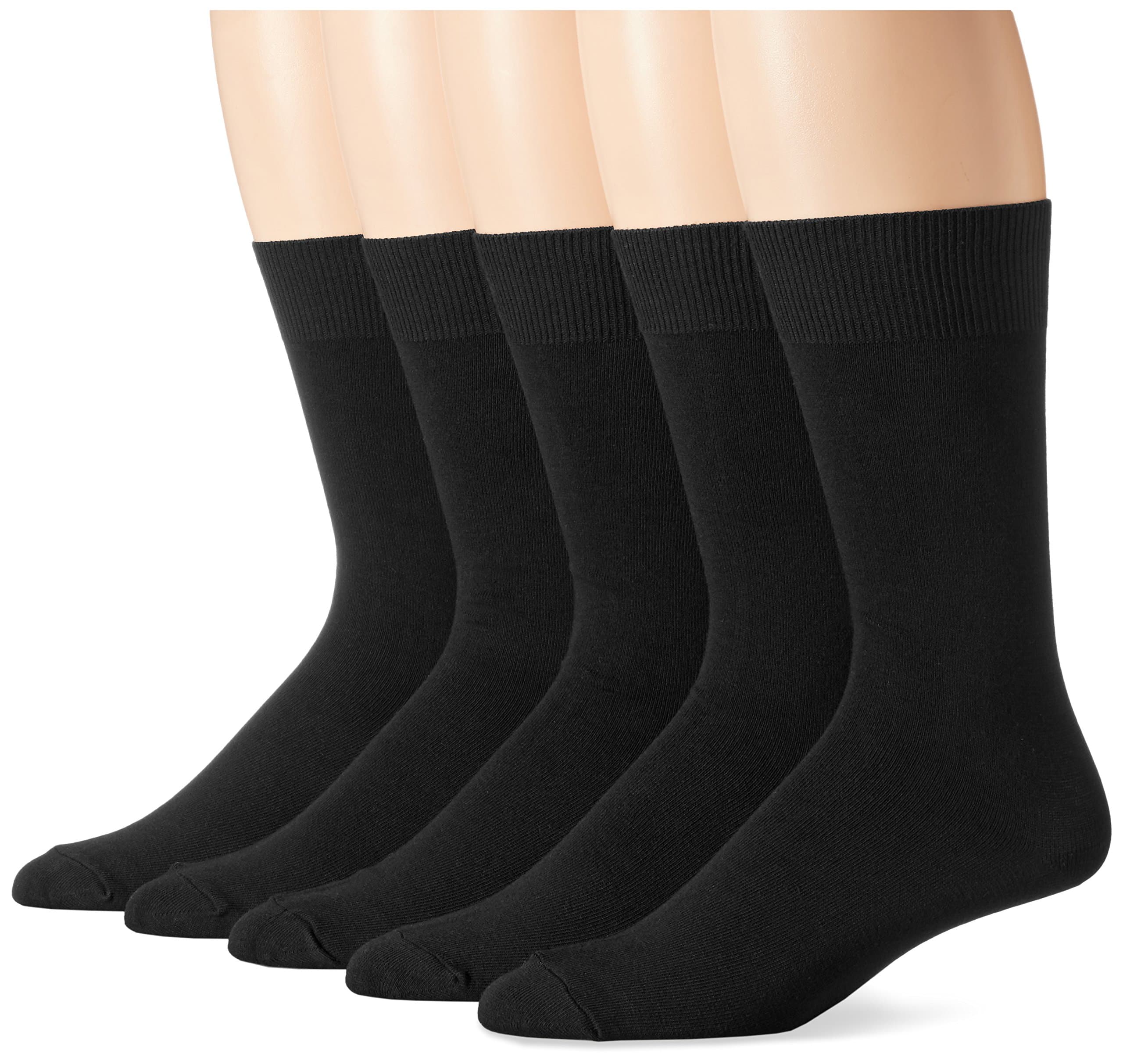 Amazon Essentials Men's Cotton Blend Solid Dress Socks, 5 Pairs
