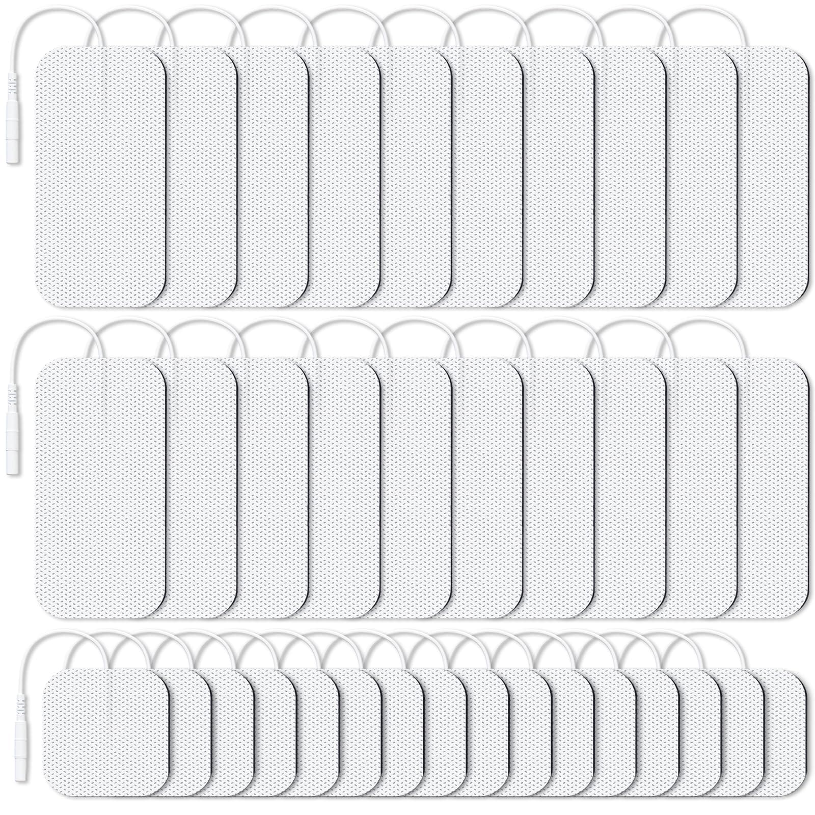 TENS Unit Replacement Pads Combination Set, 36 Packs 2 Sizes Electrodes for TENS Unit, Reusable and Latex Free Pigtail TENS Pads for Multiple Pain Relief (2mm Connector)