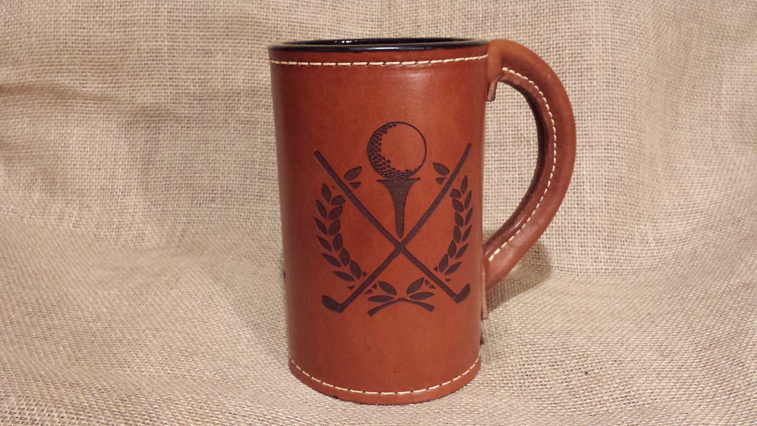 Leather MUG Stein Tankard Golf Golfing
