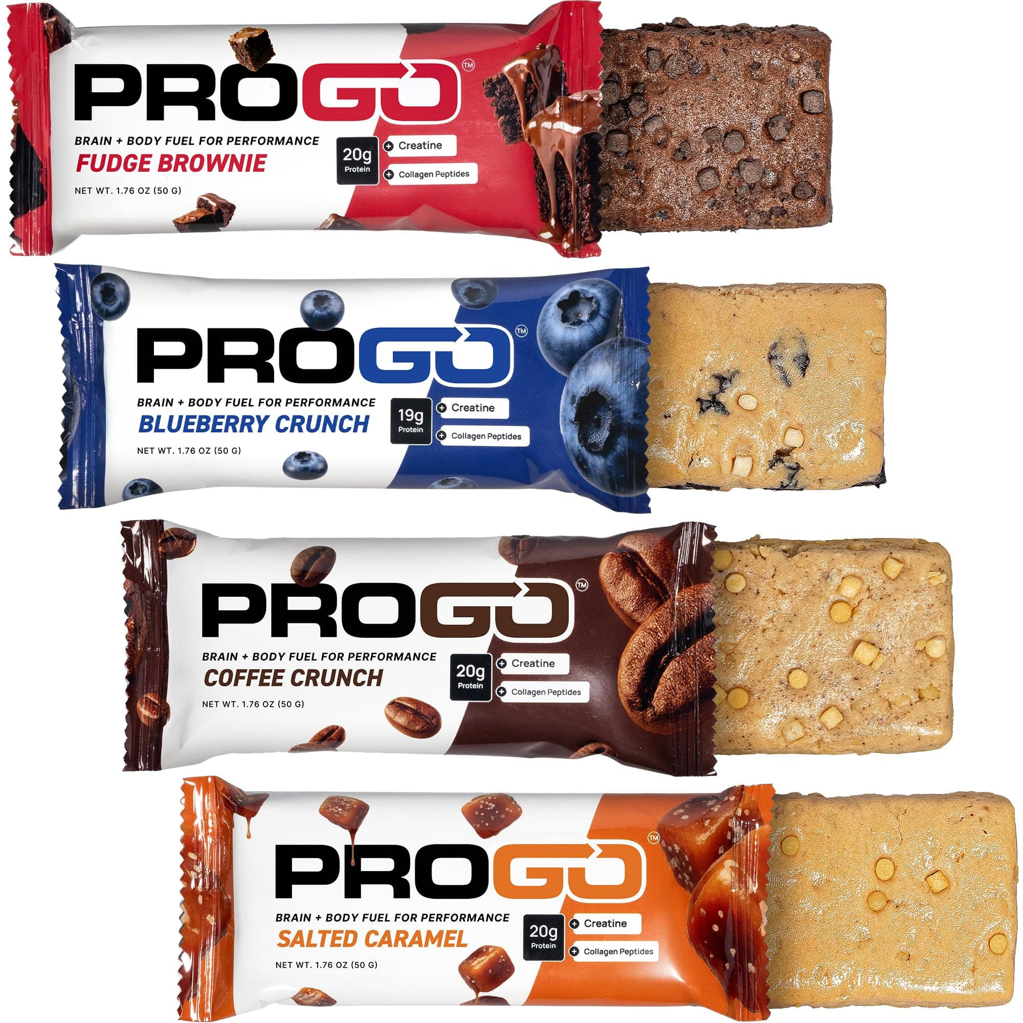 Protein Bars Starter Pack – Brain + Body Fuel with Up to 20g Clean Protein, Creatine & Collagen Peptides, Made with 95% Pure Isolate, Grass-Fed Beef Tallow, No Fillers, Naturally Sweetened with Honey, Gluten-Free (4-Count)