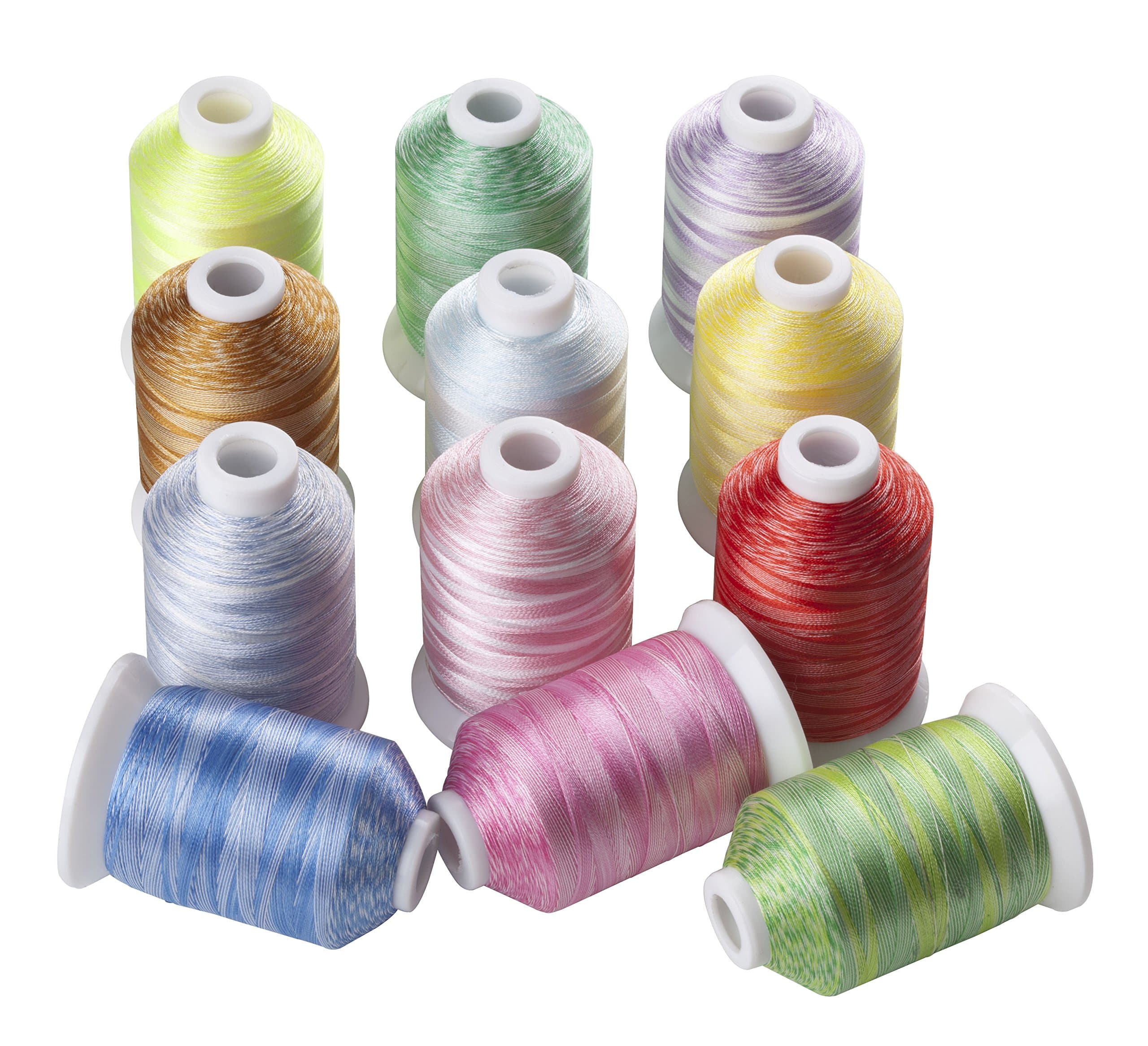 CR INDUSTRY 12 Variegated Color Polyester Embroidery Machine Thread for Most Home Embroidery Machines 1100 Yards Each