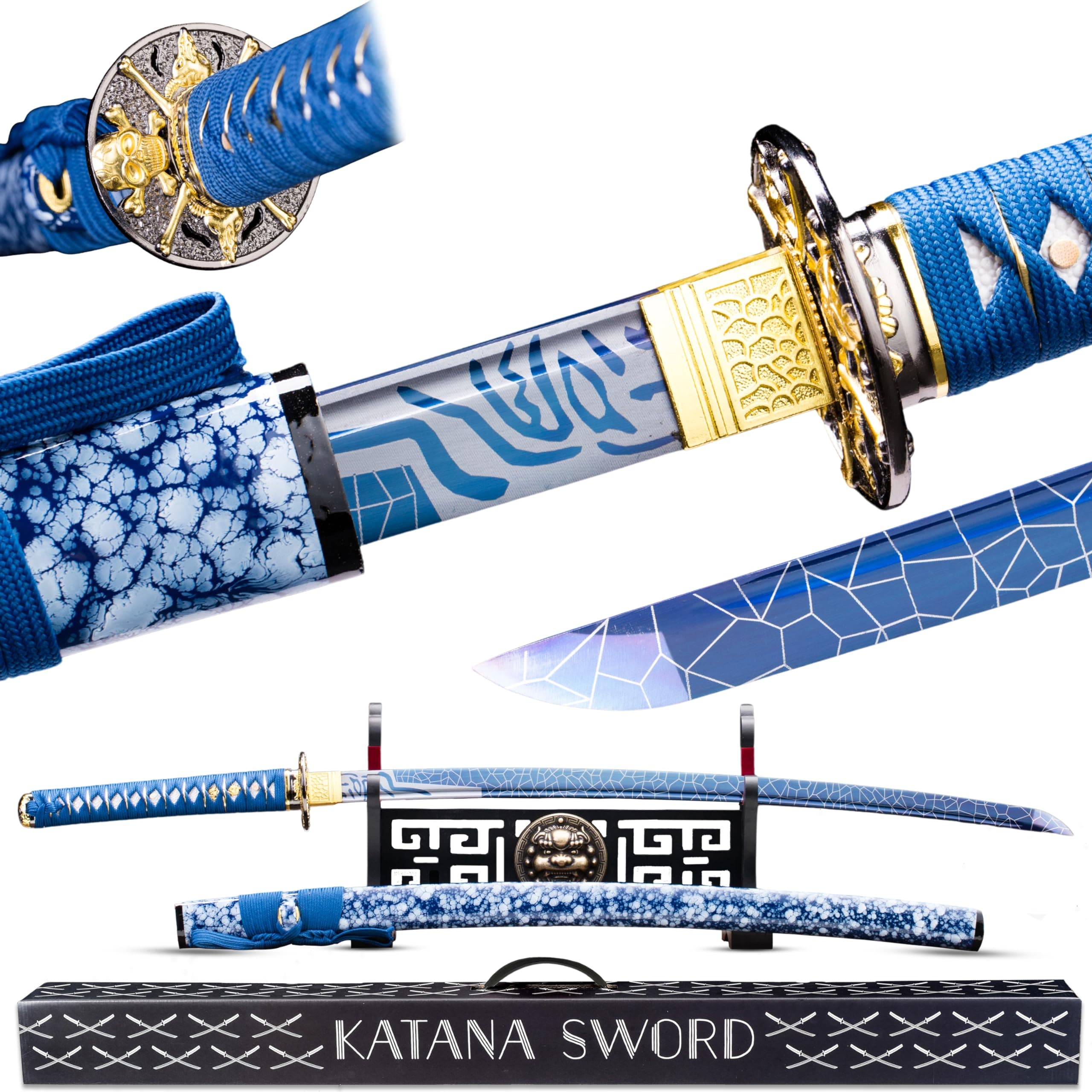 Real Katana Sword Sharp - Japanese Samurai Swords are a Unique Gift for Men - Full Tang High Carbon Steel Sword Blade Makes a Memorable for Martial Arts Enthusiasts