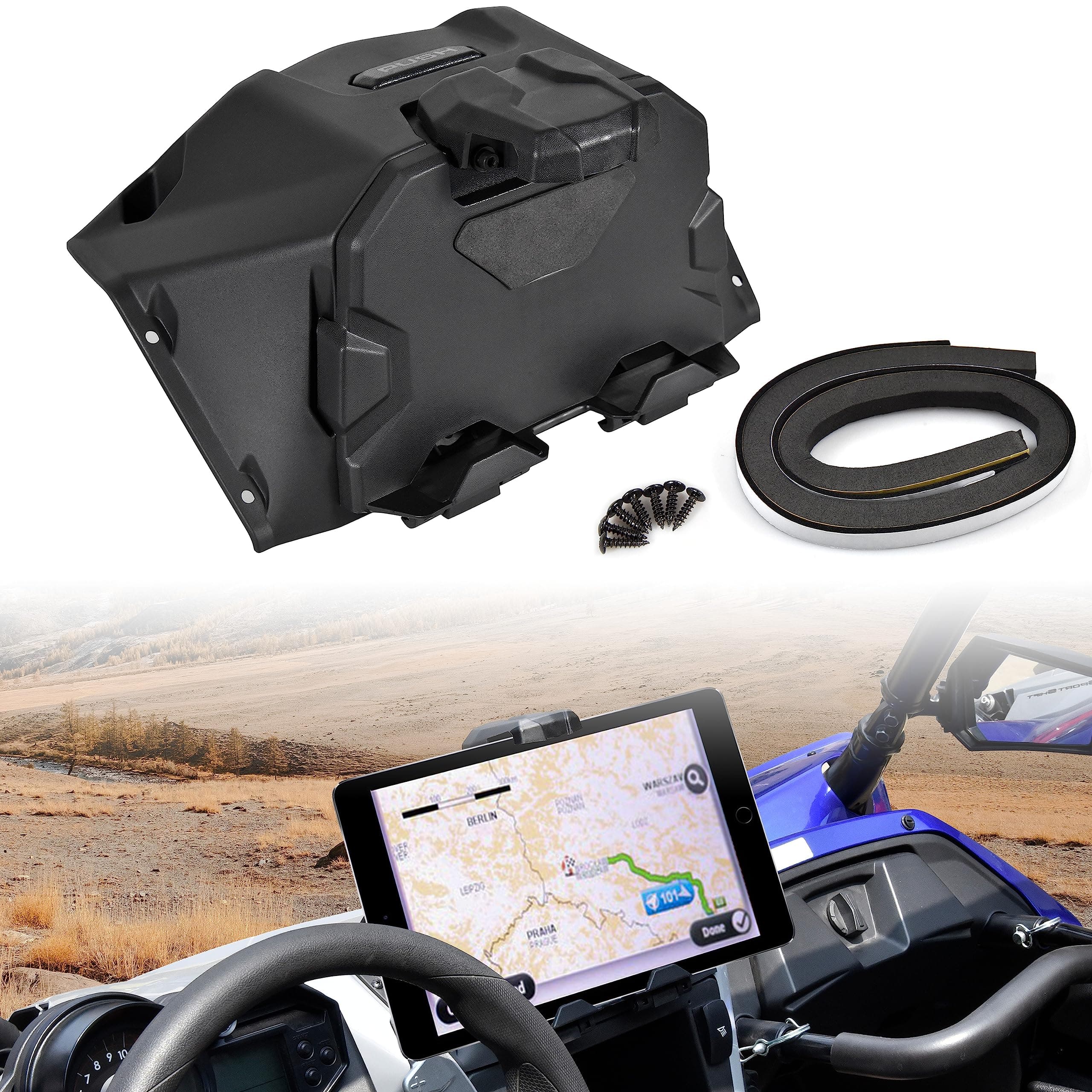 SAUTVS Electronic Device Mounts with Storage Box Organizer Tray for Yamaha YXZ 1000, Electronic Device Phone Tablet GPS Holder for Yamaha YXZ 1000R / SE/SS/SS SE 2016-2025 Accessories