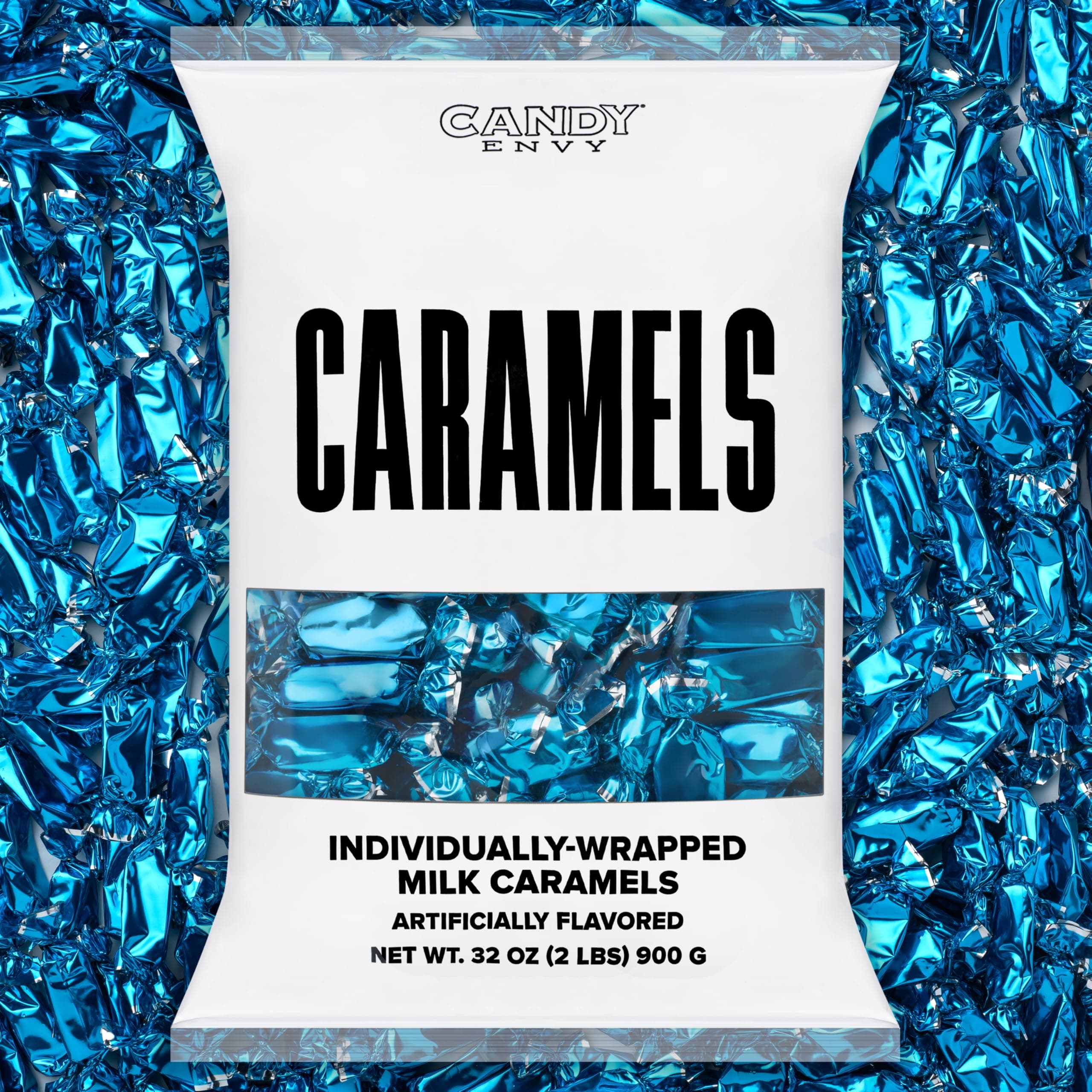 Candy Envy - Individually Wrapped Caramels - Blue Wrapper - 2 Pound Bulk Blue...