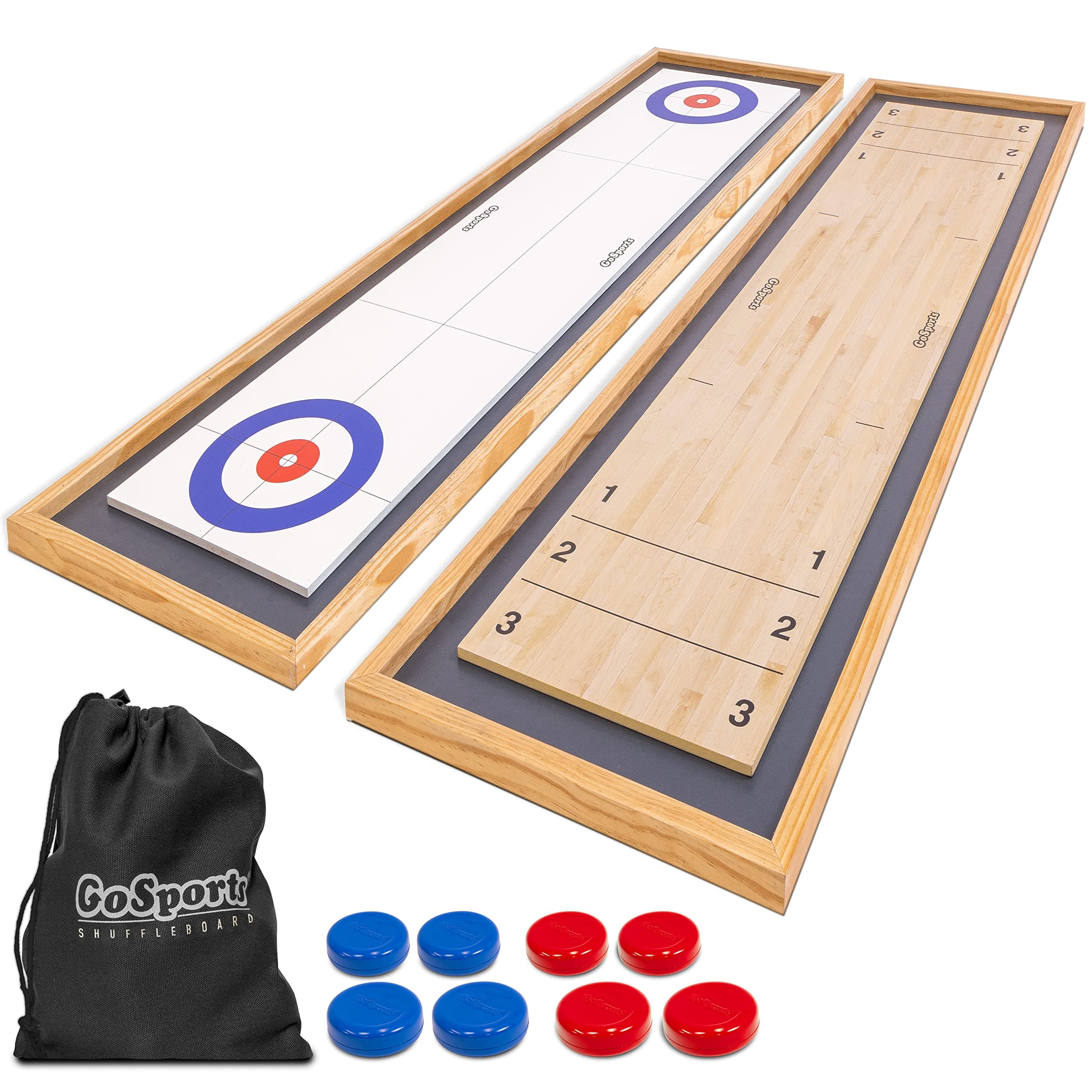 6 ft Tabletop Shuffleboard and Curling 2 in 1 Game with 8 Pucks and Tote Bag